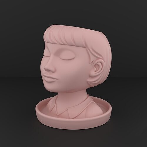 Cute Girl Planter Pot - 3D Printed Plant Pot for Succulents 3D print model