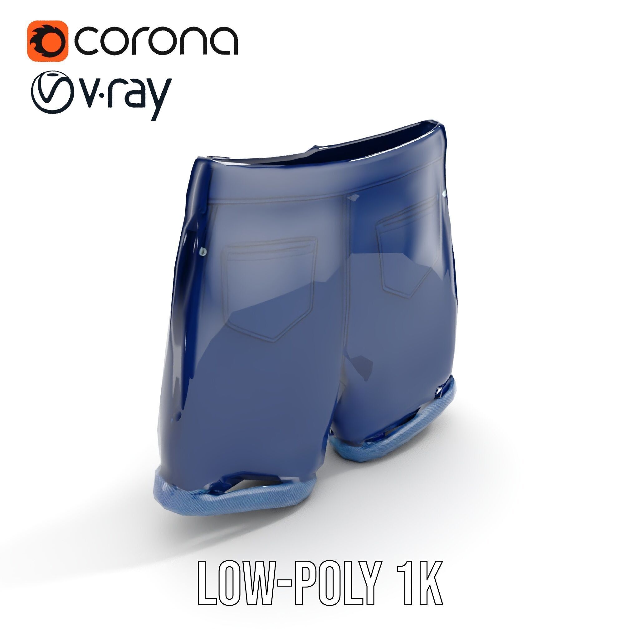 Denim Shorts Model Pack Low-poly 3D model_18