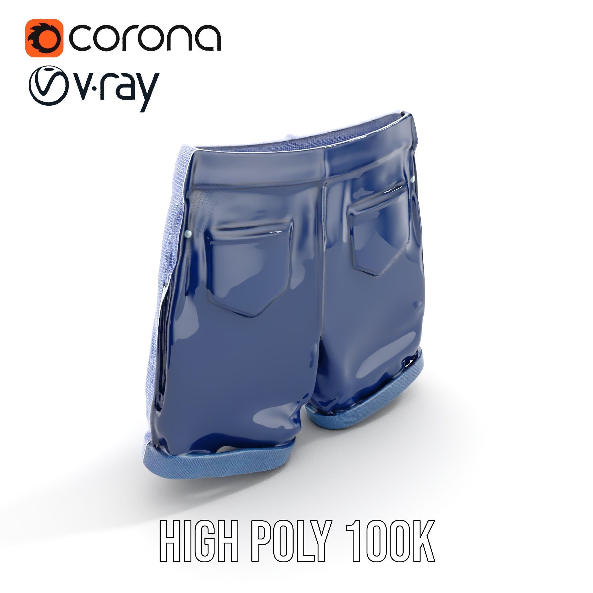 Denim Shorts Model Pack Low-poly 3D model_38