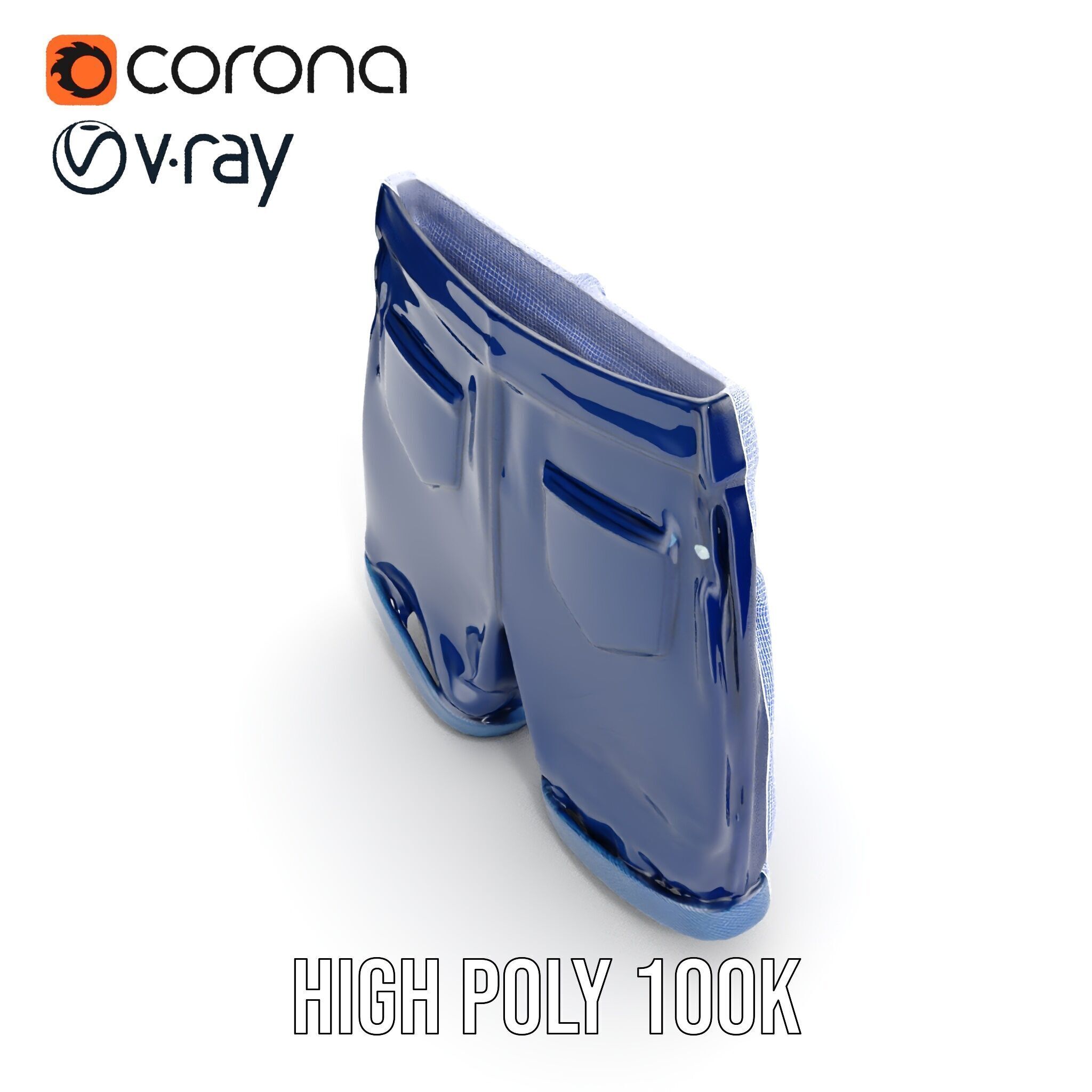 Denim Shorts Model Pack Low-poly 3D model_35