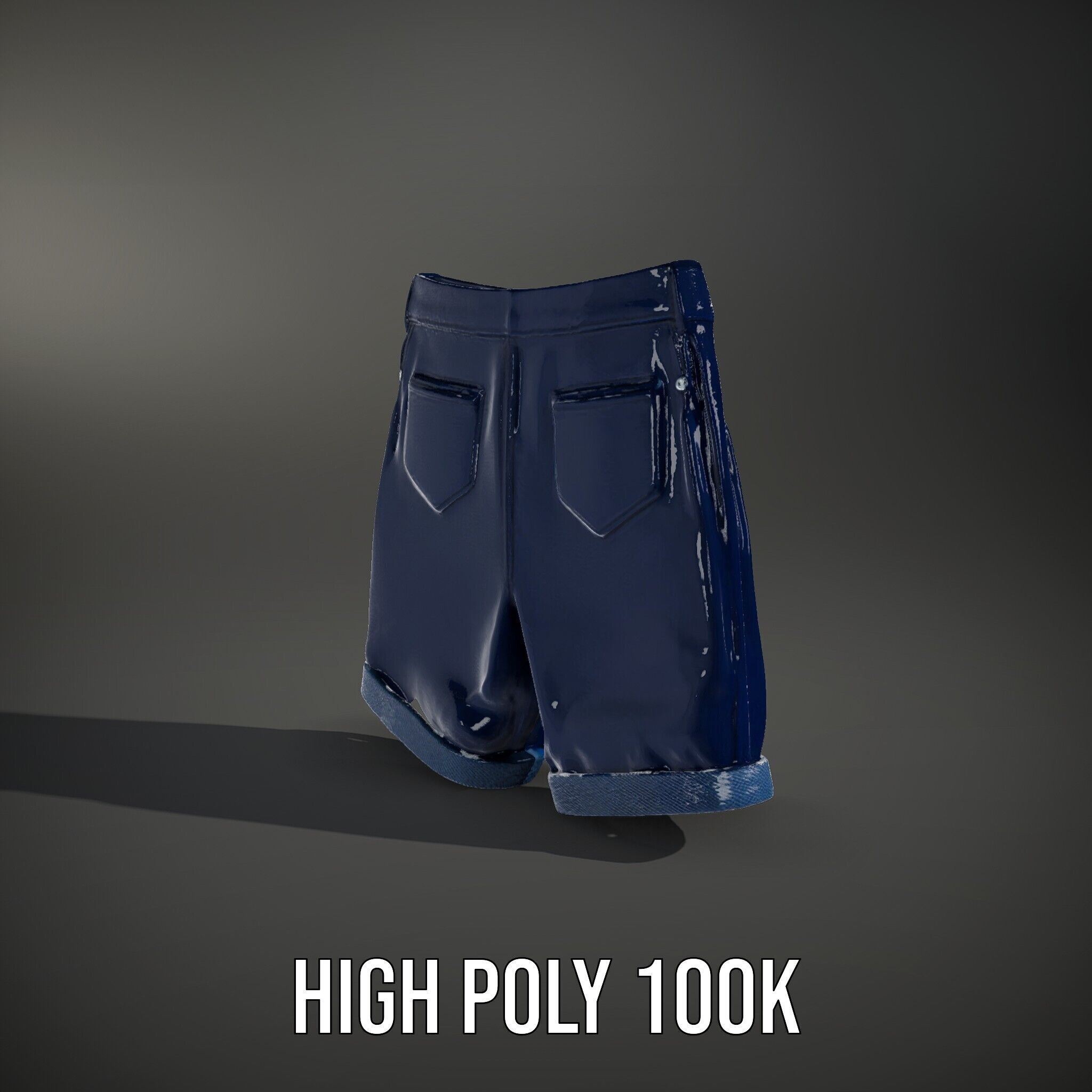 Denim Shorts Model Pack Low-poly 3D model_14