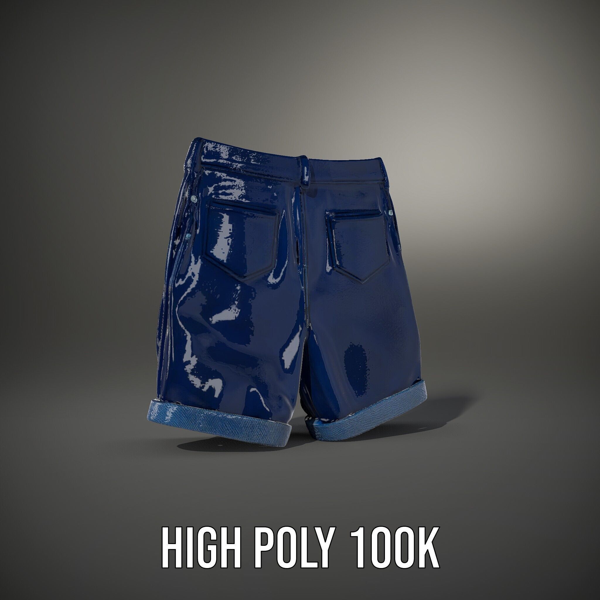 Denim Shorts Model Pack Low-poly 3D model_8