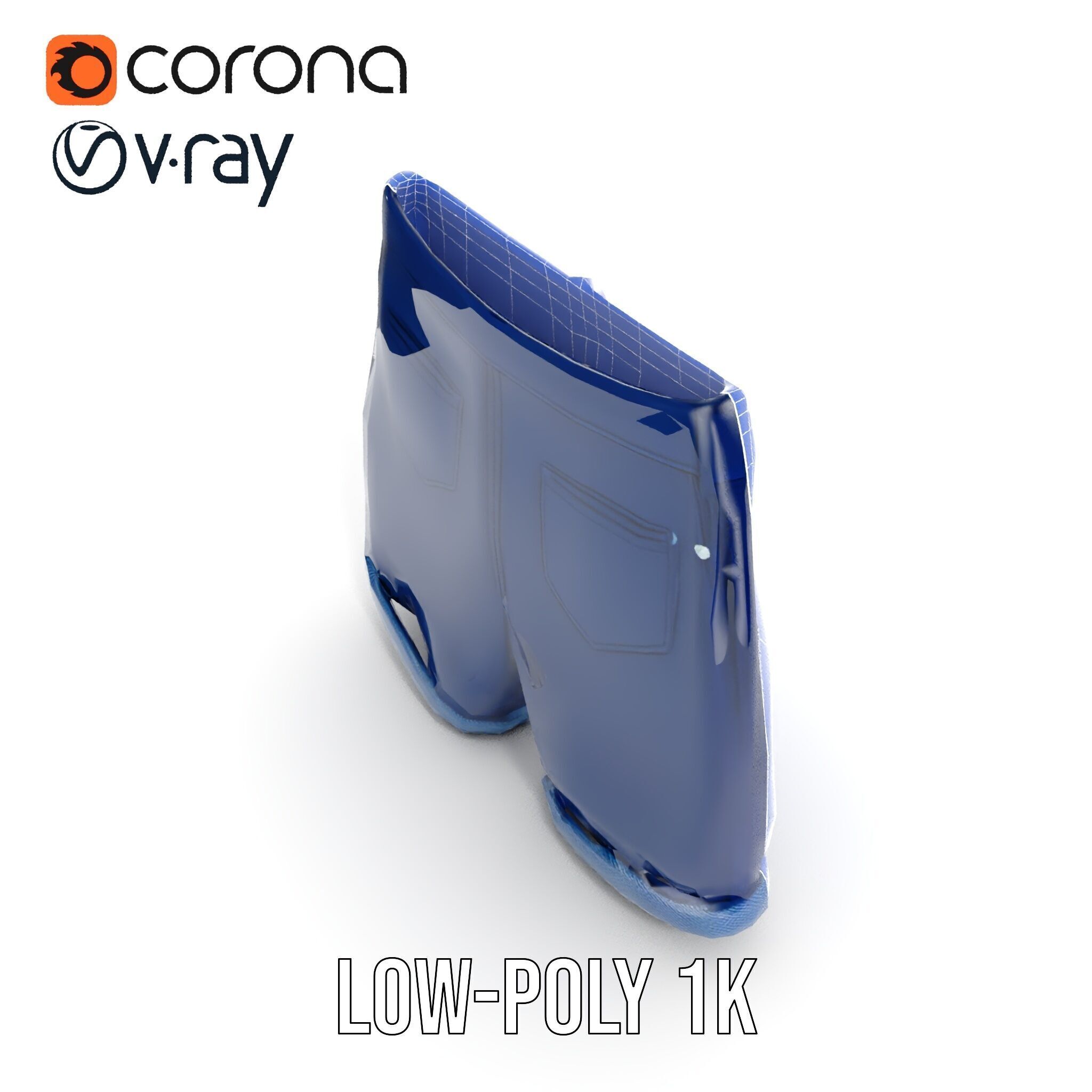 Denim Shorts Model Pack Low-poly 3D model_16