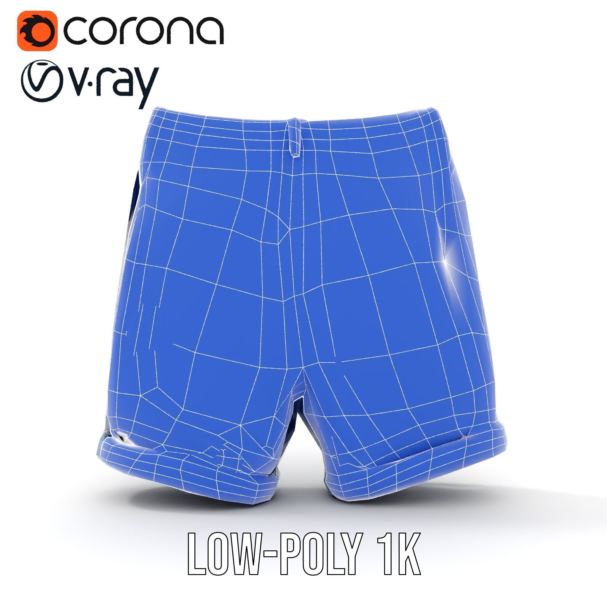 Denim Shorts Model Pack Low-poly 3D model_24