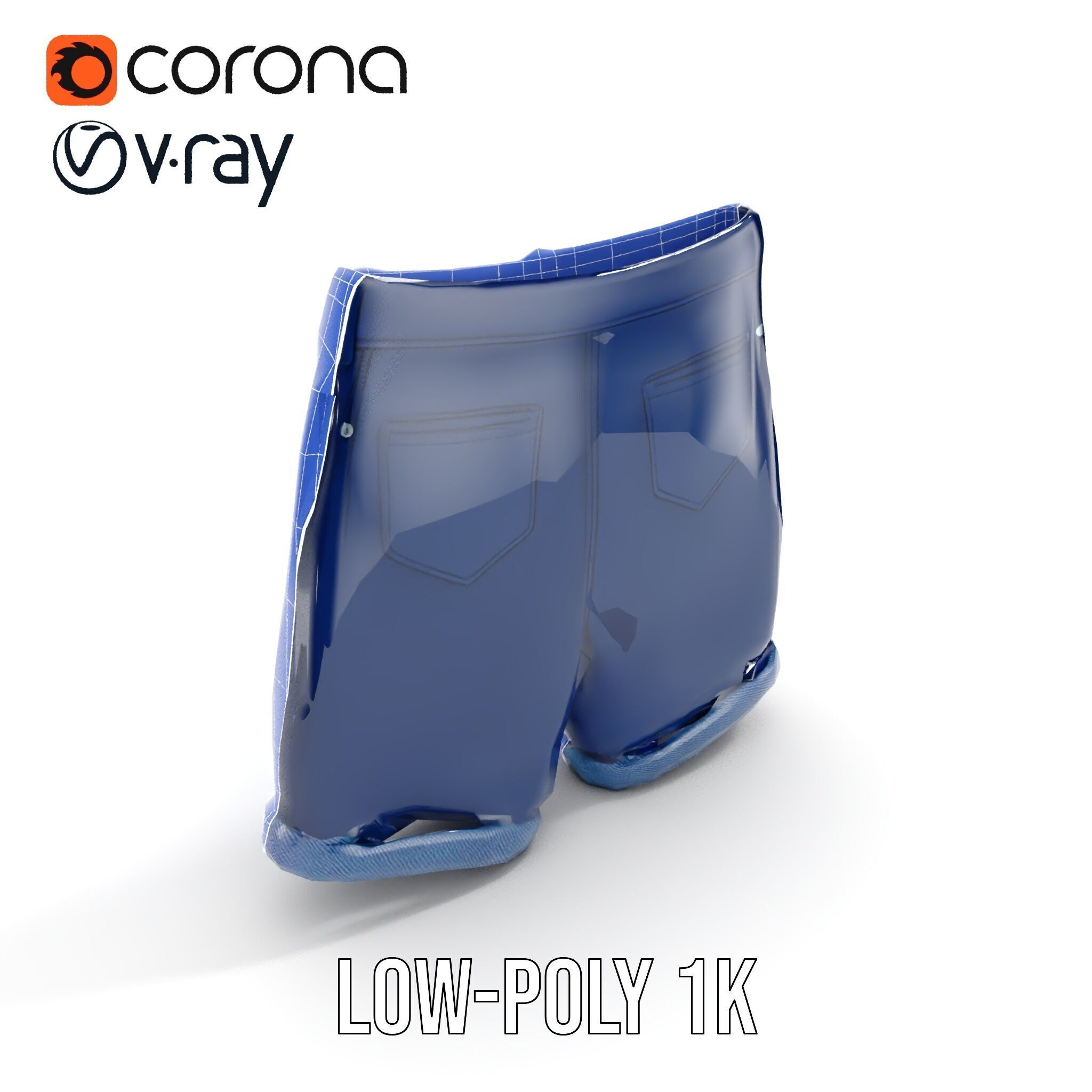 Denim Shorts Model Pack Low-poly 3D model_13