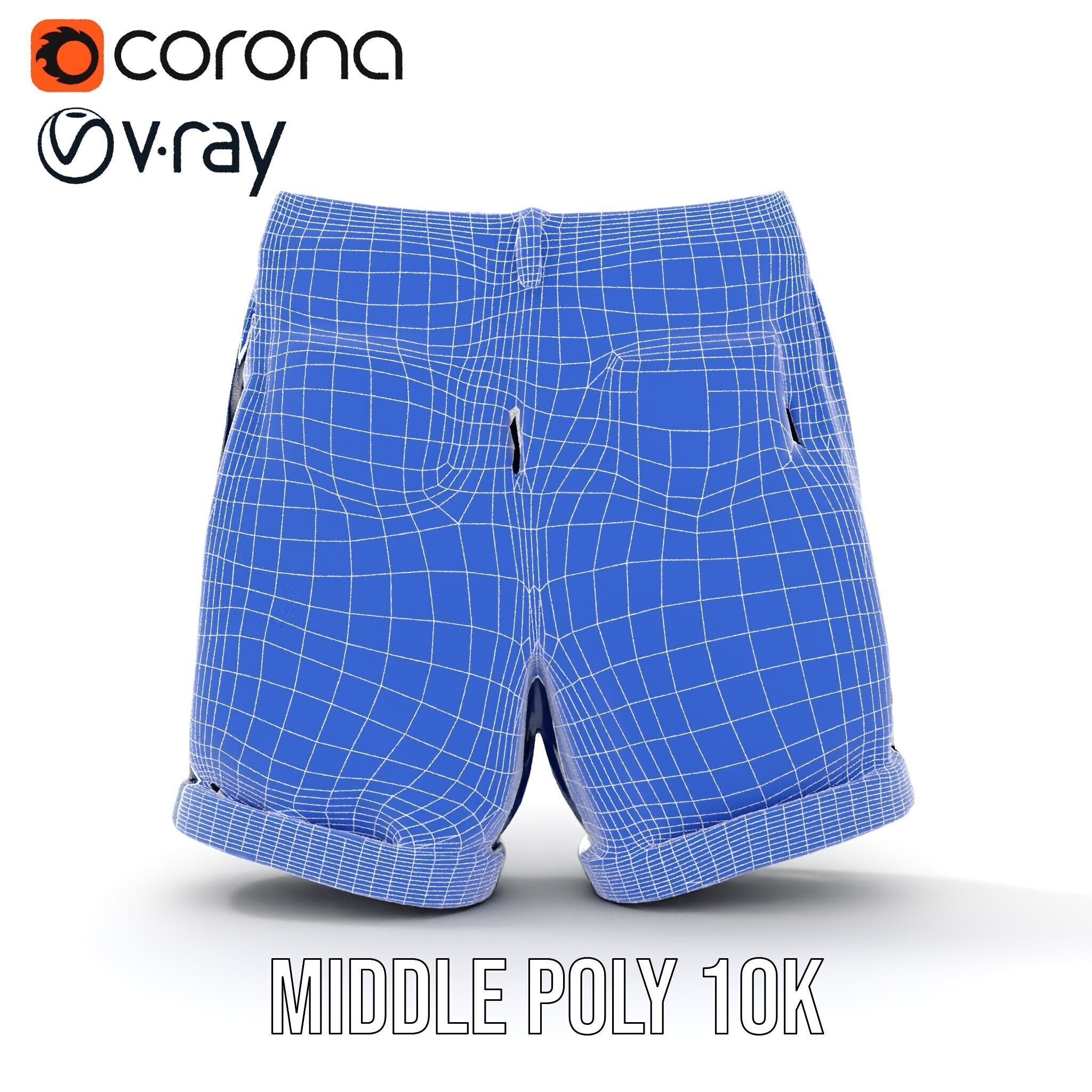 Denim Shorts Model Pack Low-poly 3D model_26