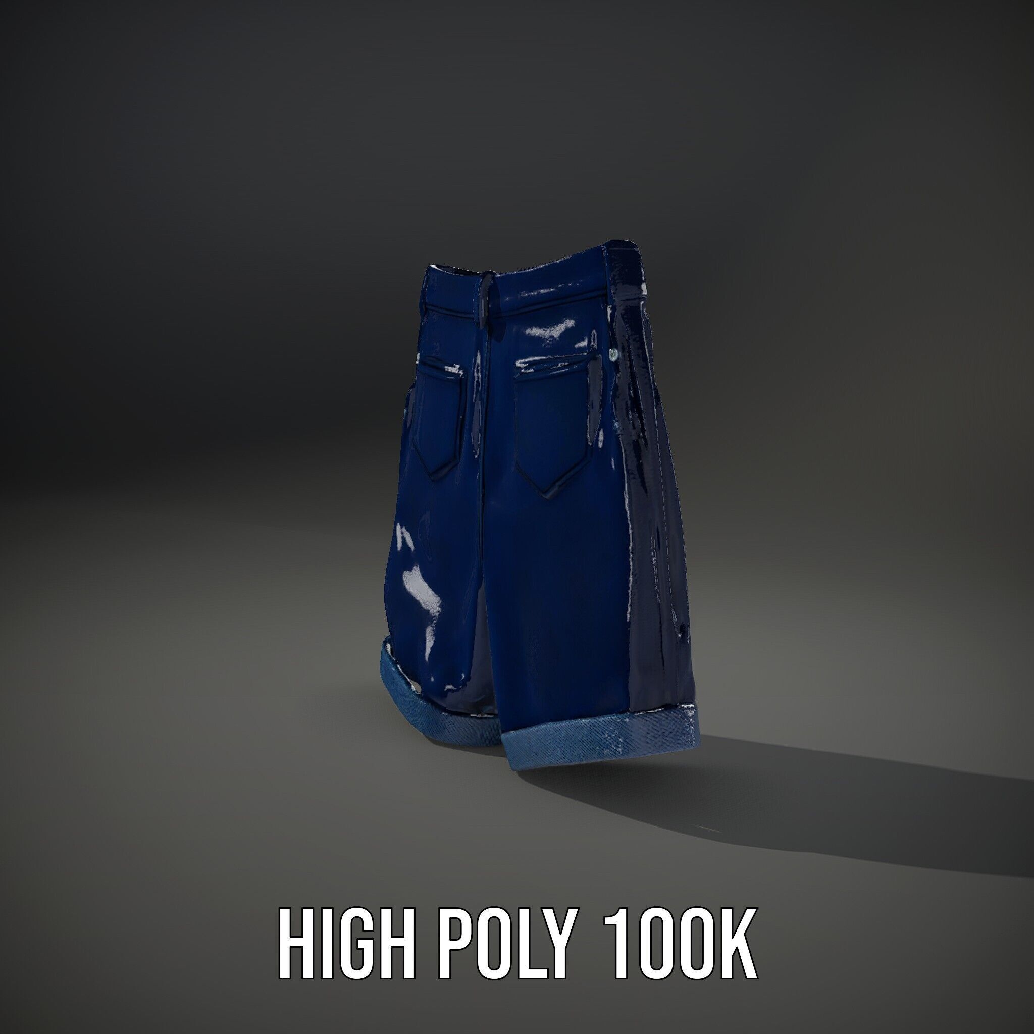 Denim Shorts Model Pack Low-poly 3D model_11