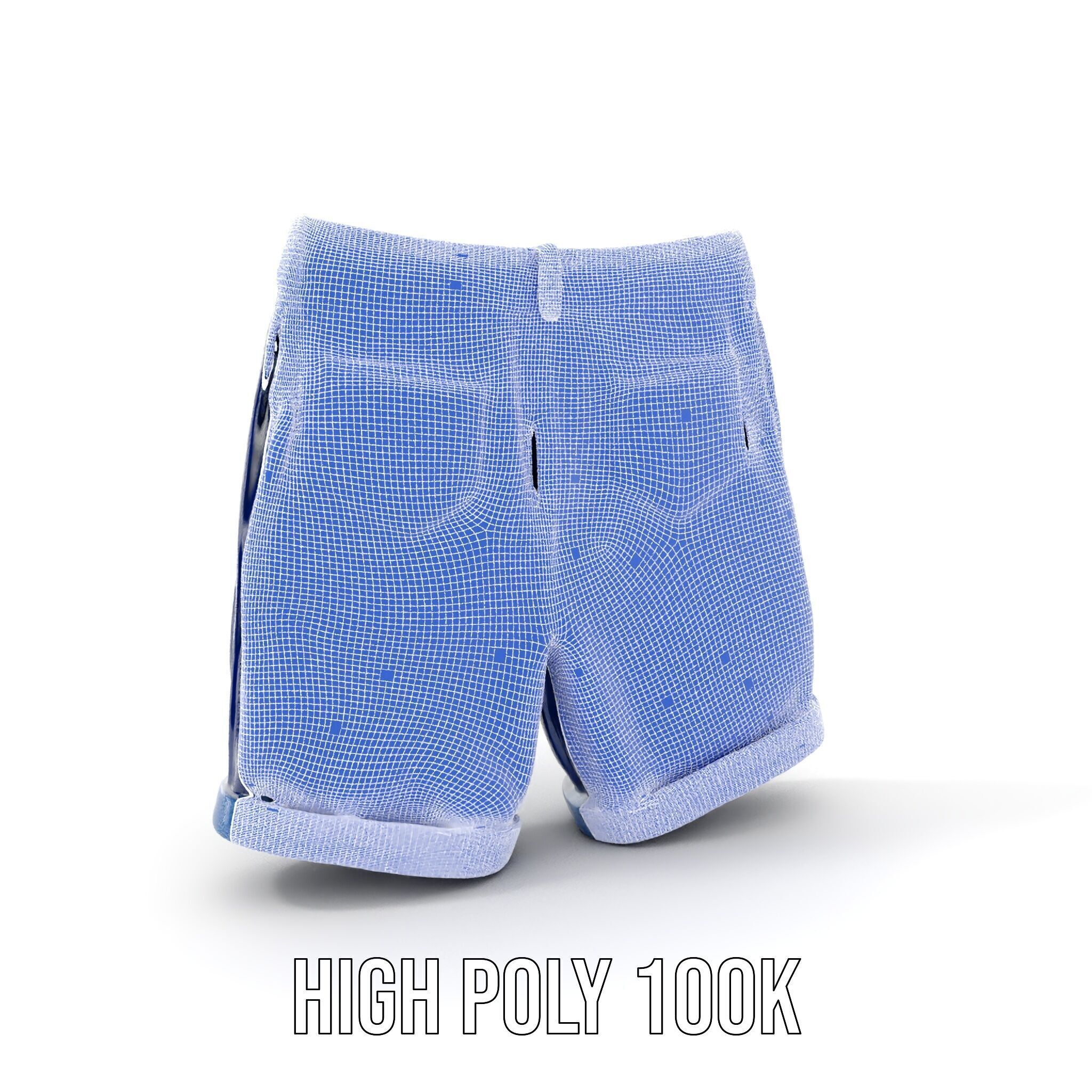 Denim Shorts Model Pack Low-poly 3D model_4