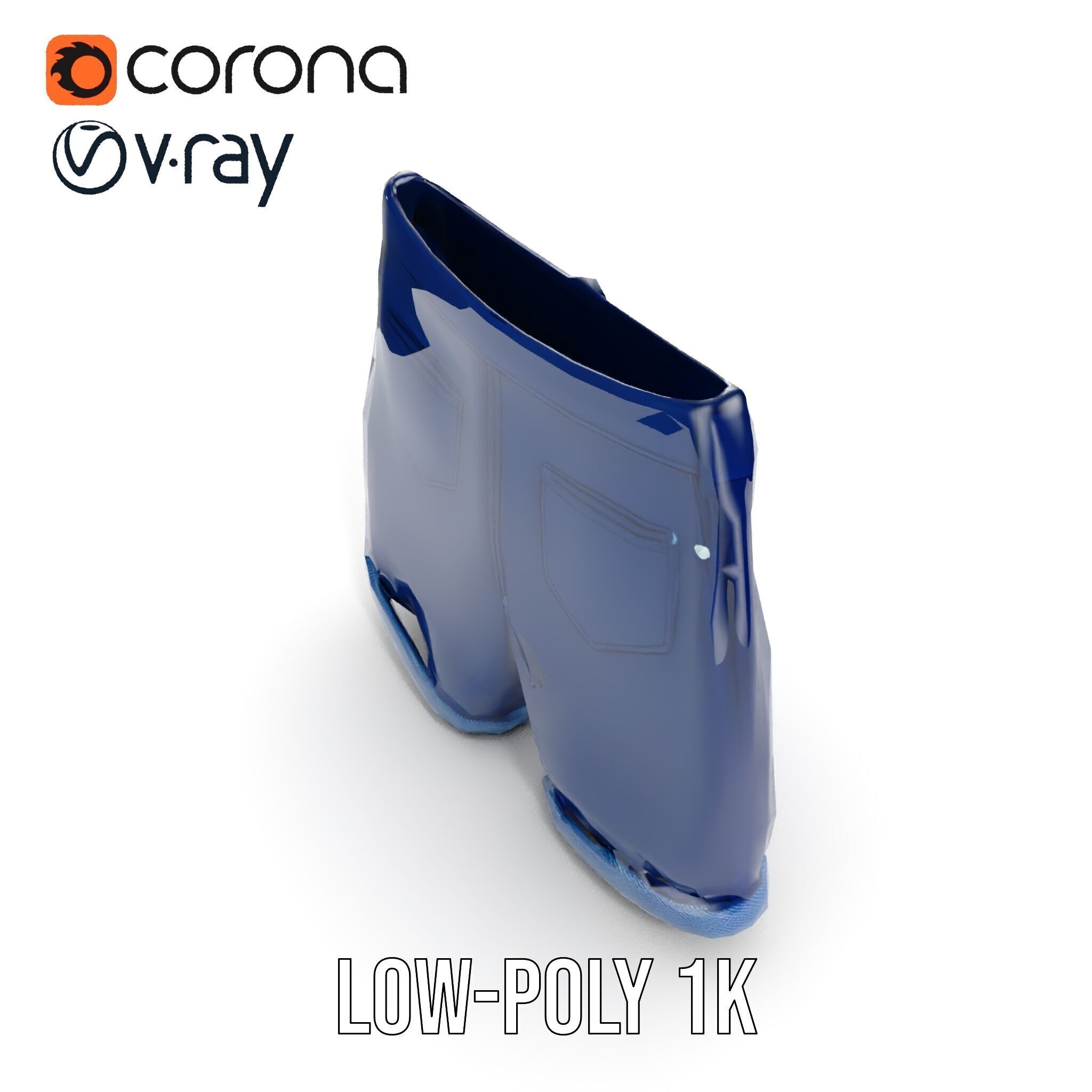 Denim Shorts Model Pack Low-poly 3D model_21