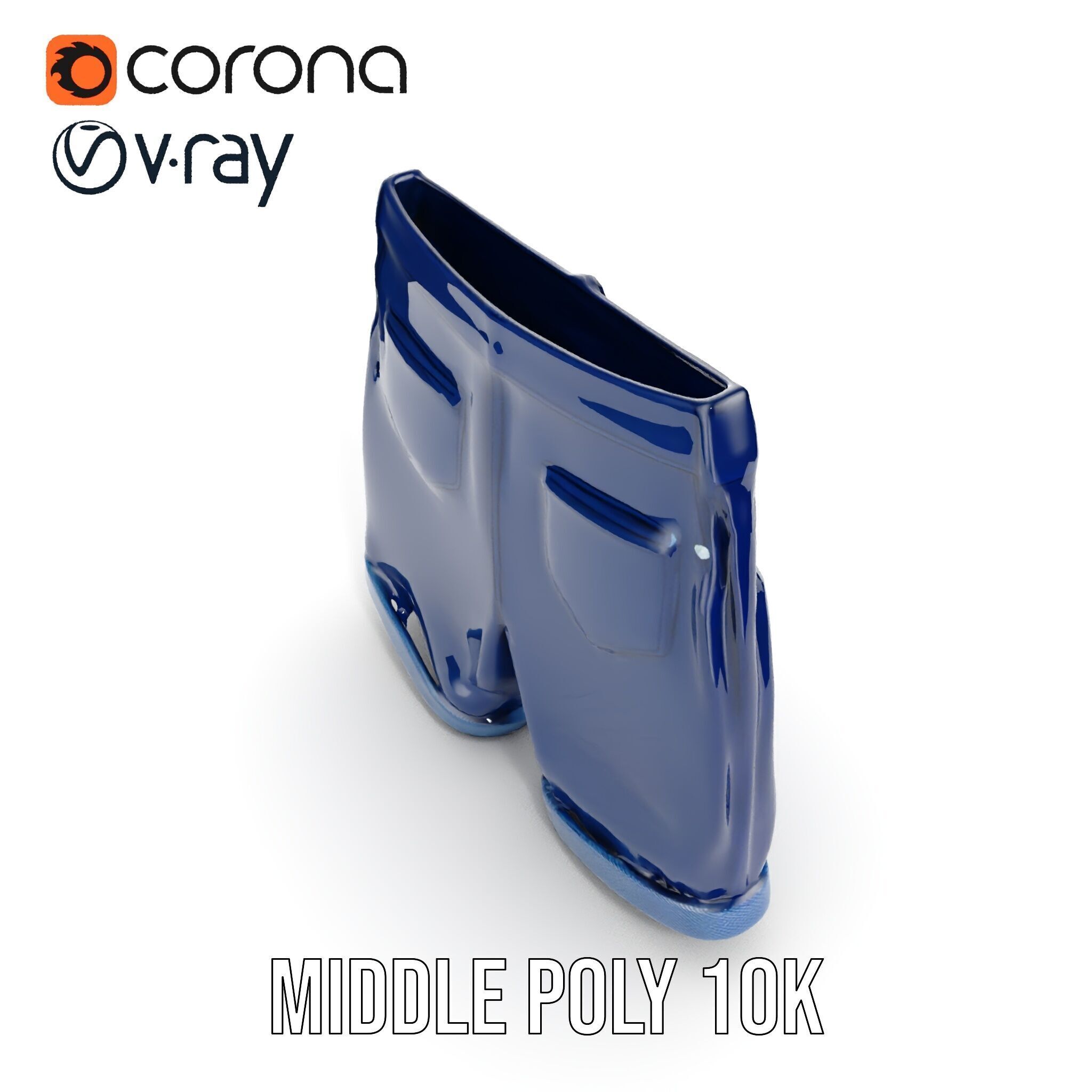 Denim Shorts Model Pack Low-poly 3D model_9