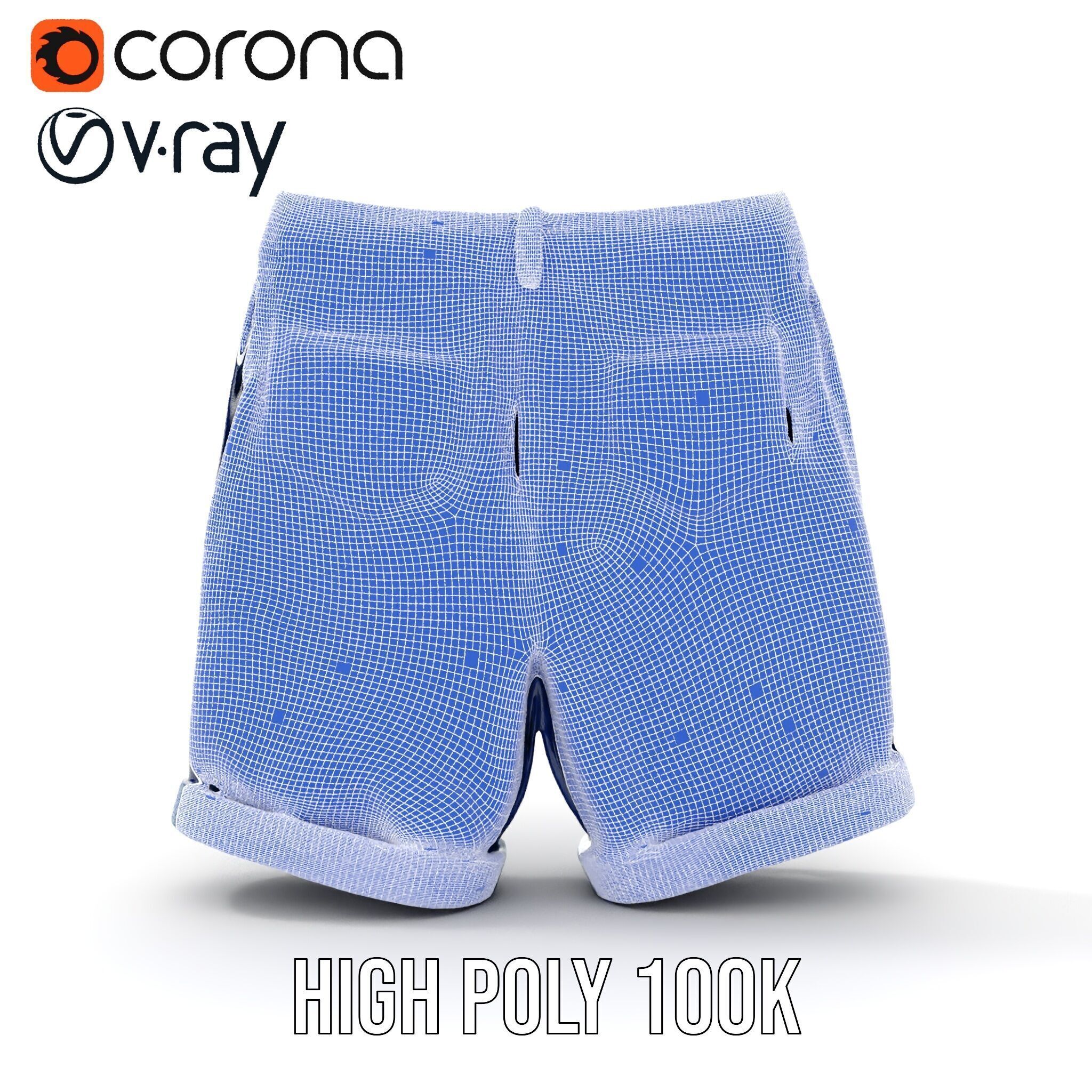 Denim Shorts Model Pack Low-poly 3D model_36