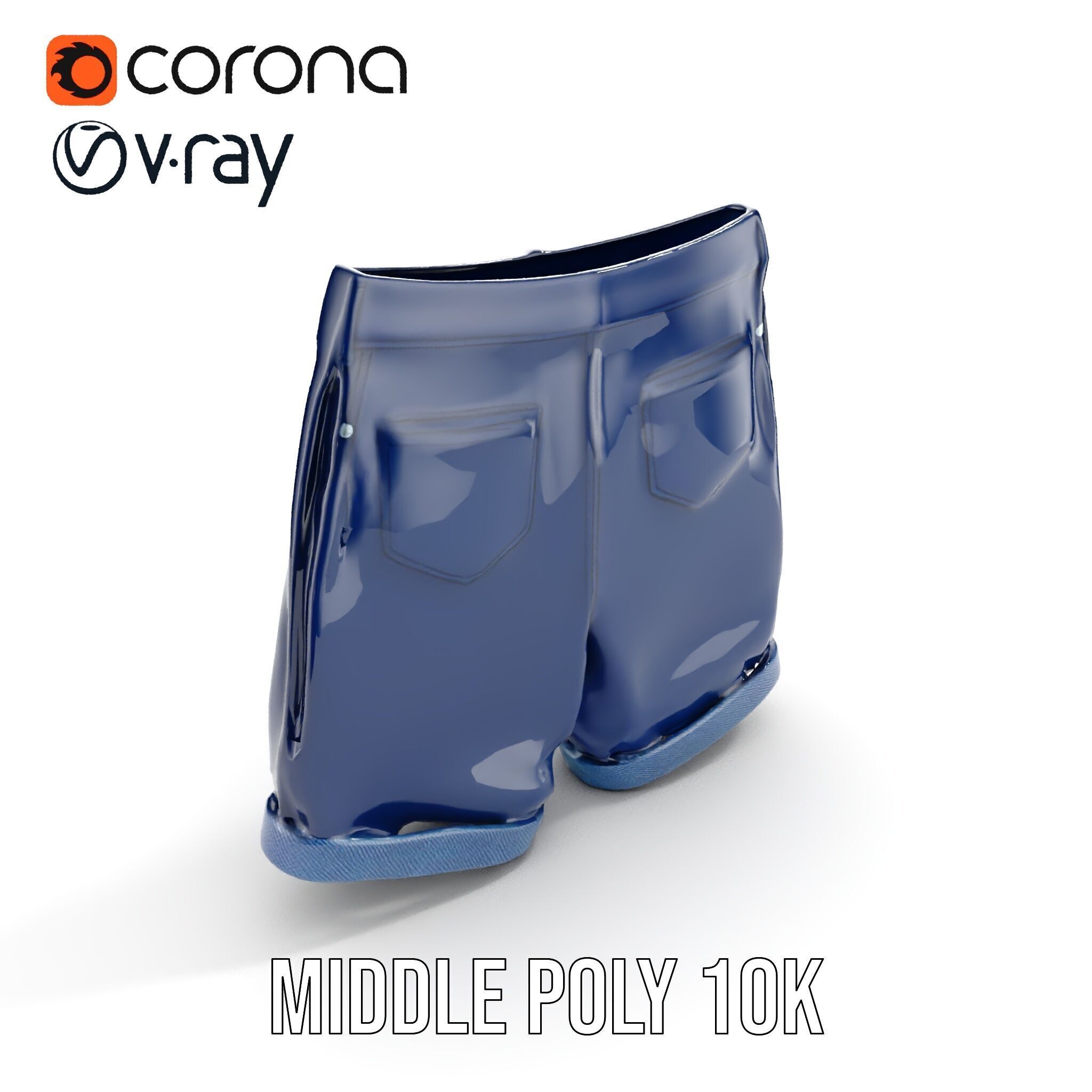 Denim Shorts Model Pack Low-poly 3D model_6