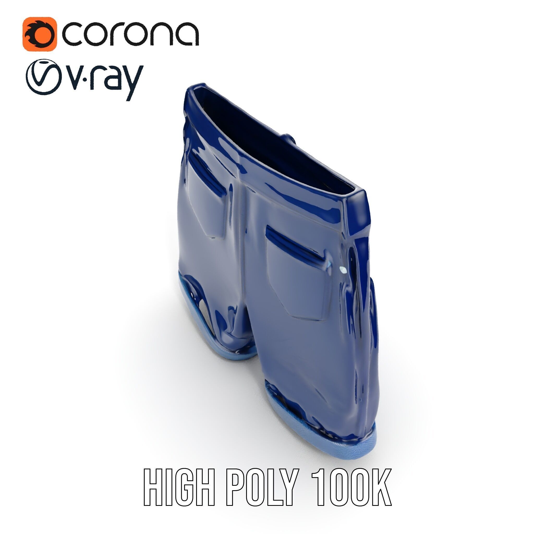 Denim Shorts Model Pack Low-poly 3D model_25