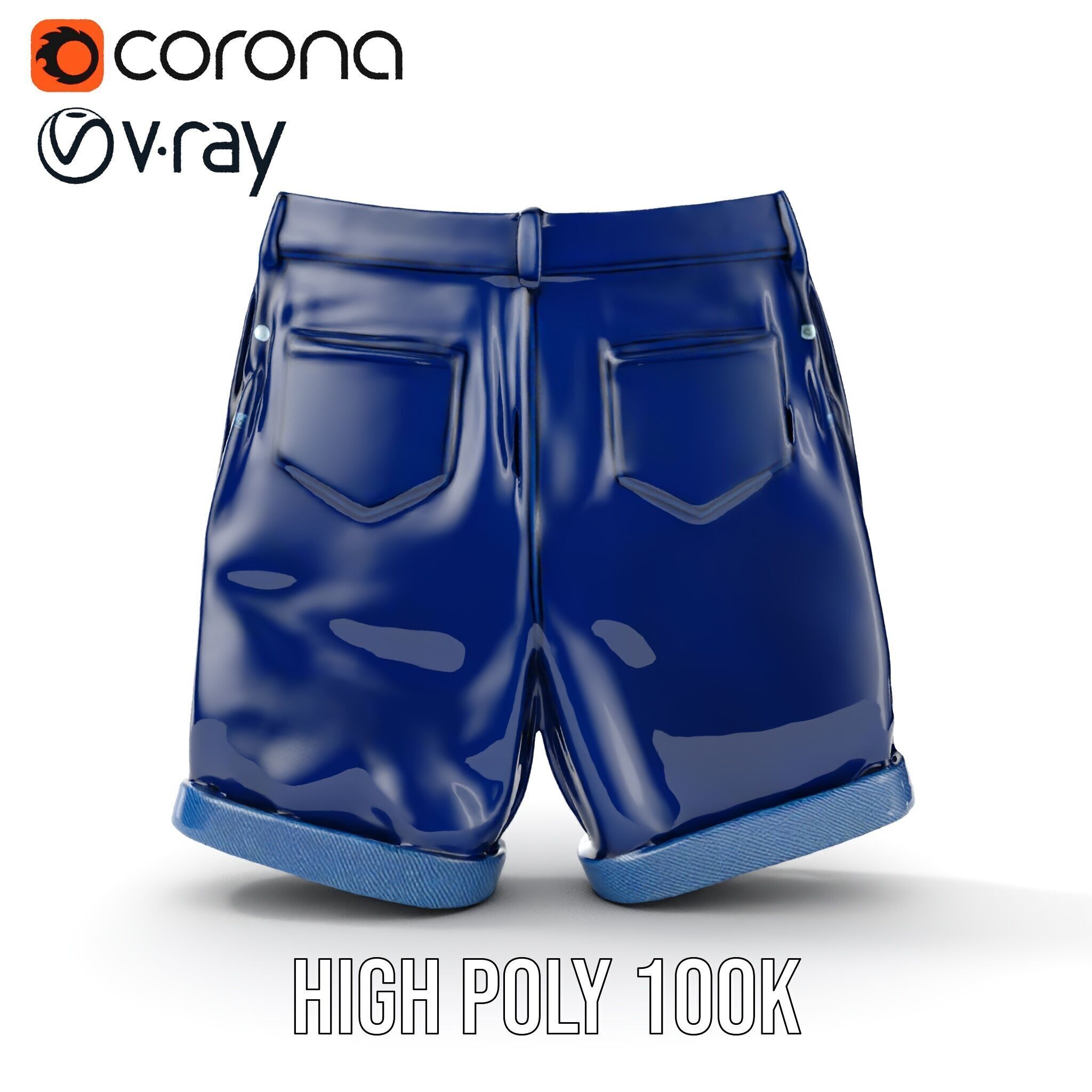 Denim Shorts Model Pack Low-poly 3D model_30