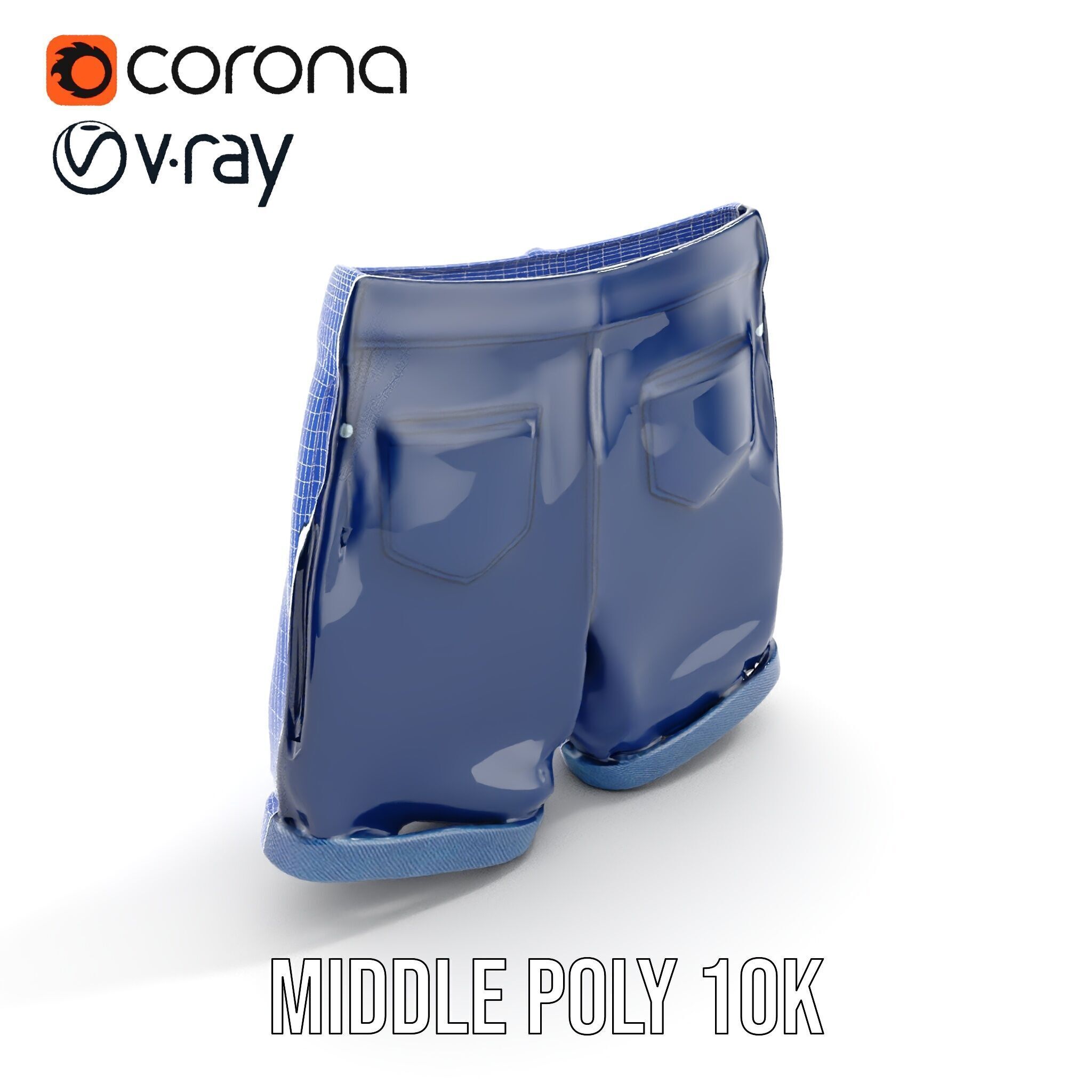 Denim Shorts Model Pack Low-poly 3D model_15