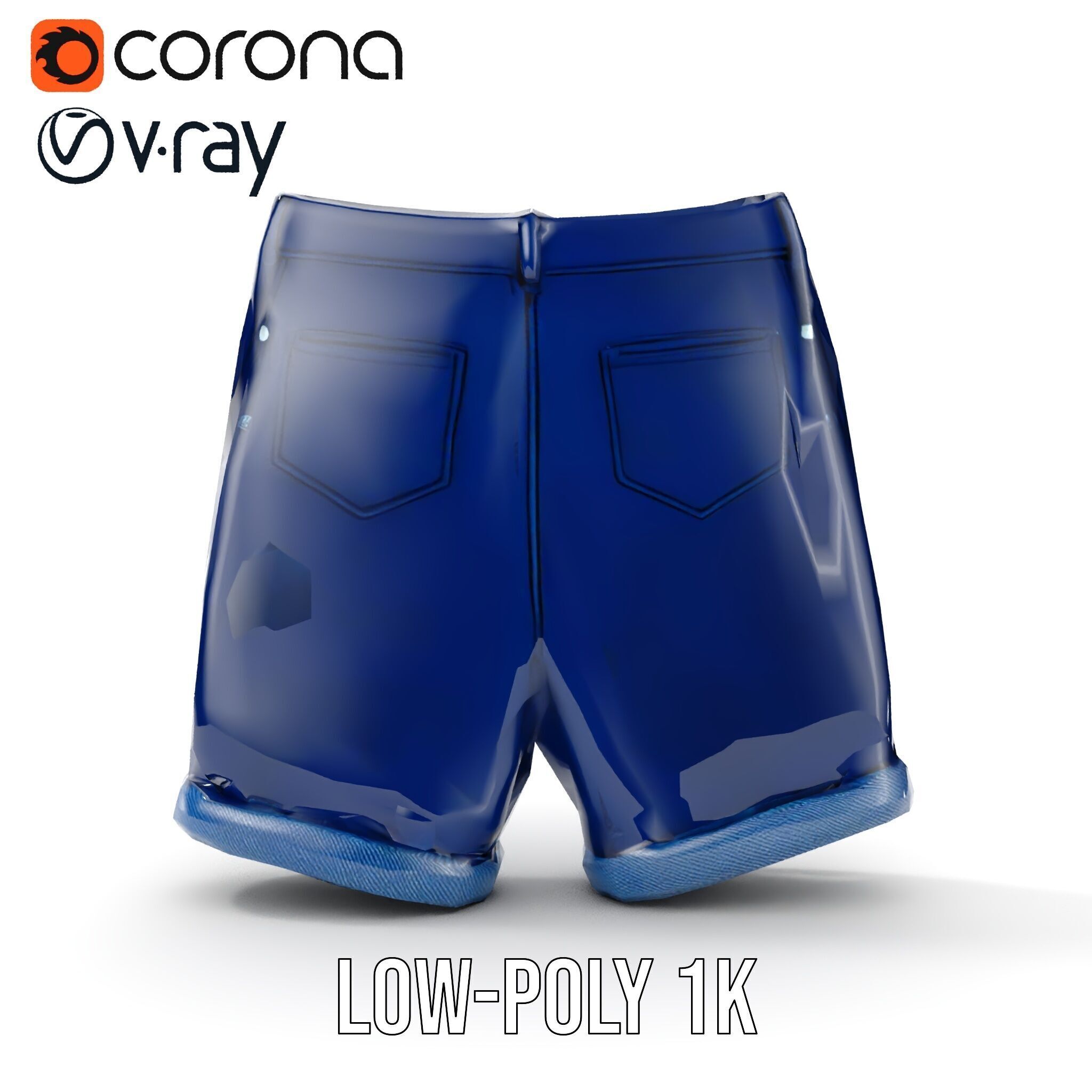 Denim Shorts Model Pack Low-poly 3D model_7