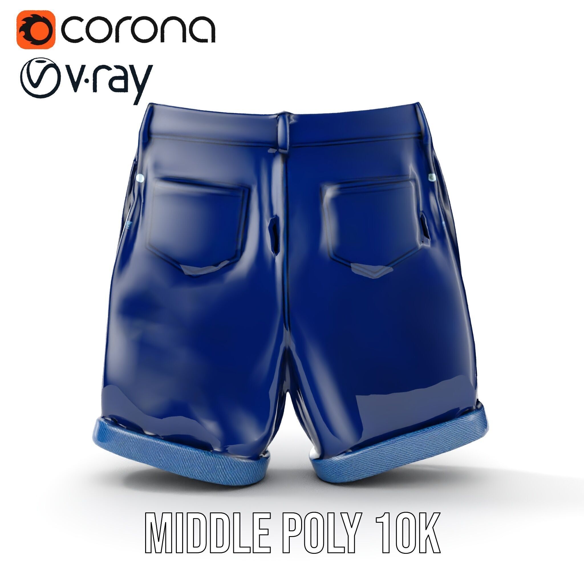 Denim Shorts Model Pack Low-poly 3D model_17