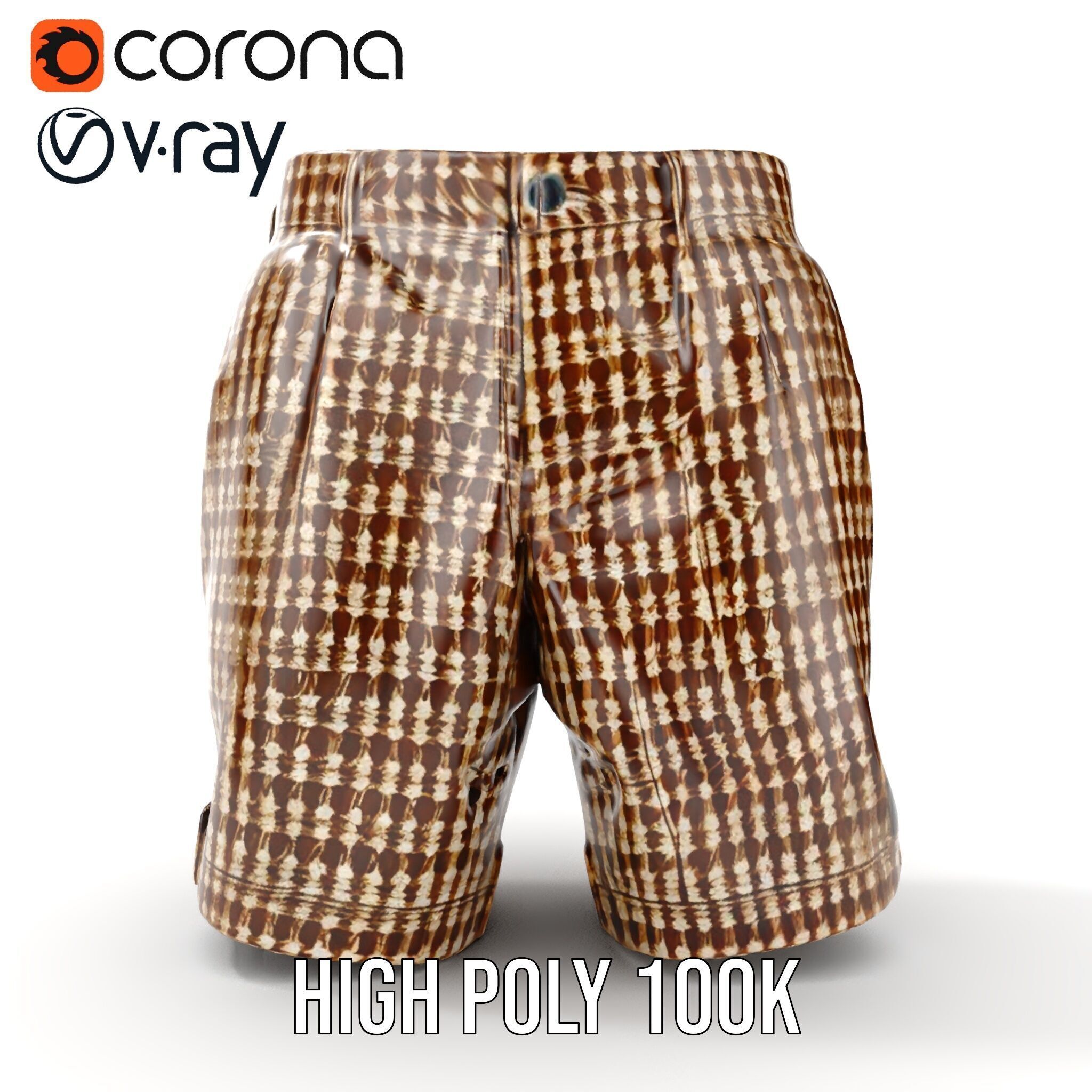 Plaid Shorts Model Pack for Functional Fashion Design Low-poly 3D model_22