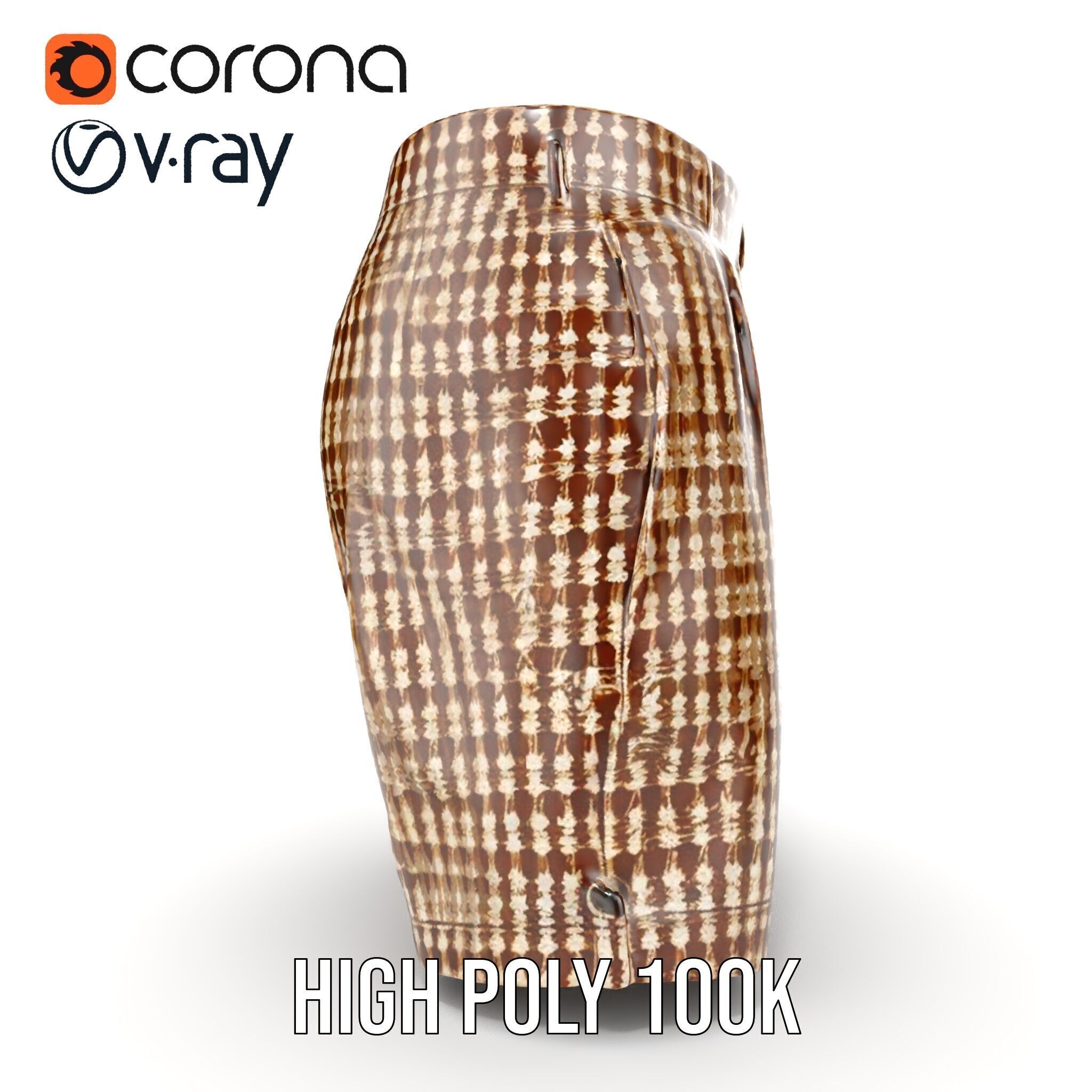 Plaid Shorts Model Pack for Functional Fashion Design Low-poly 3D model_33