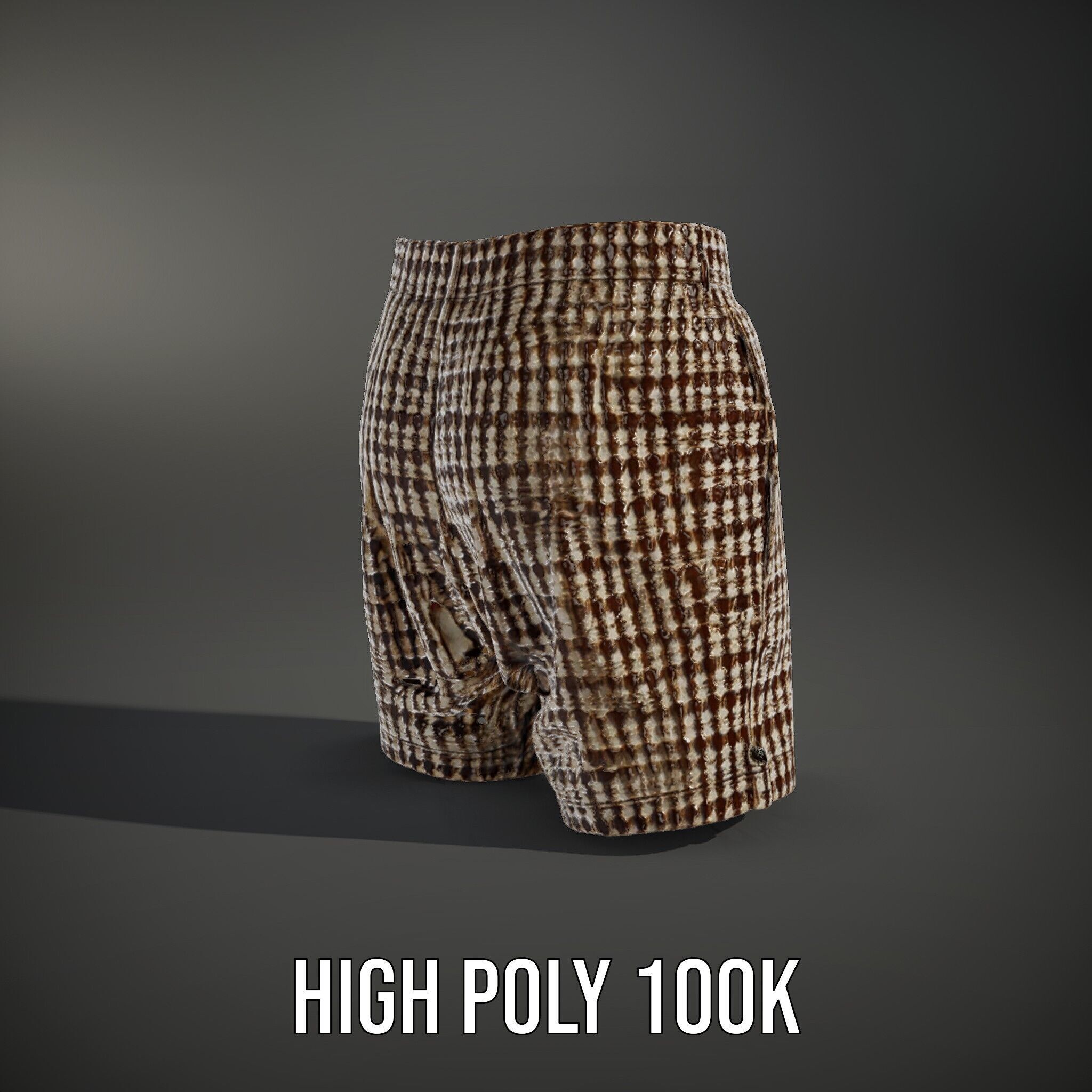 Plaid Shorts Model Pack for Functional Fashion Design Low-poly 3D model_14
