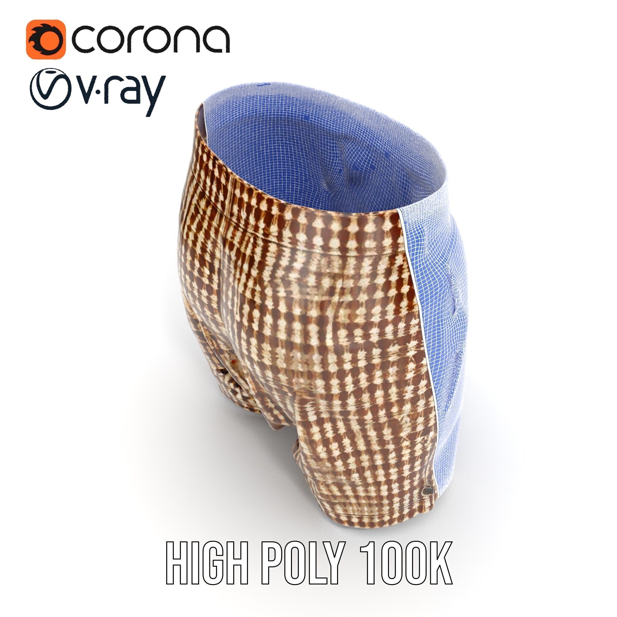 Plaid Shorts Model Pack for Functional Fashion Design Low-poly 3D model_37