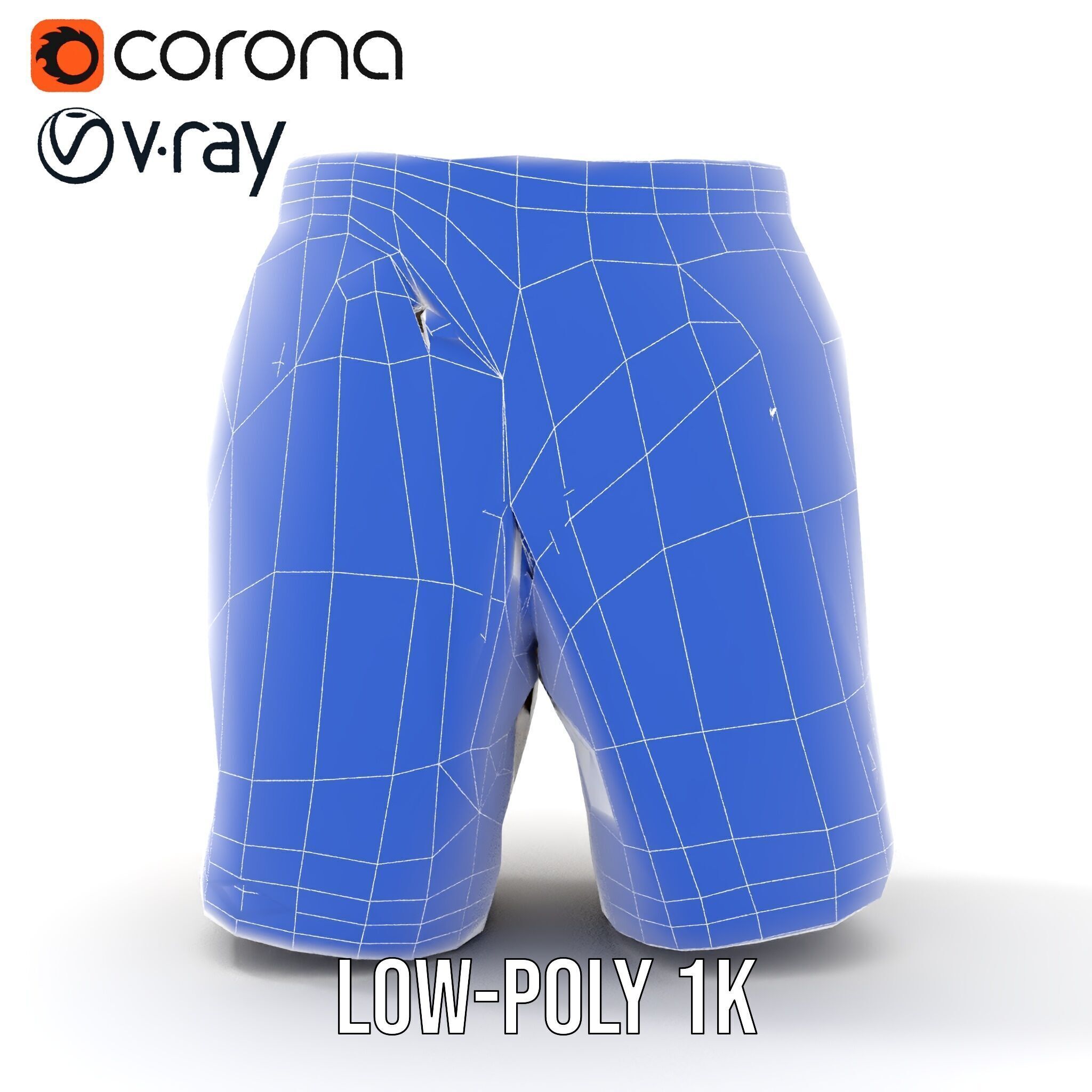 Plaid Shorts Model Pack for Functional Fashion Design Low-poly 3D model_29