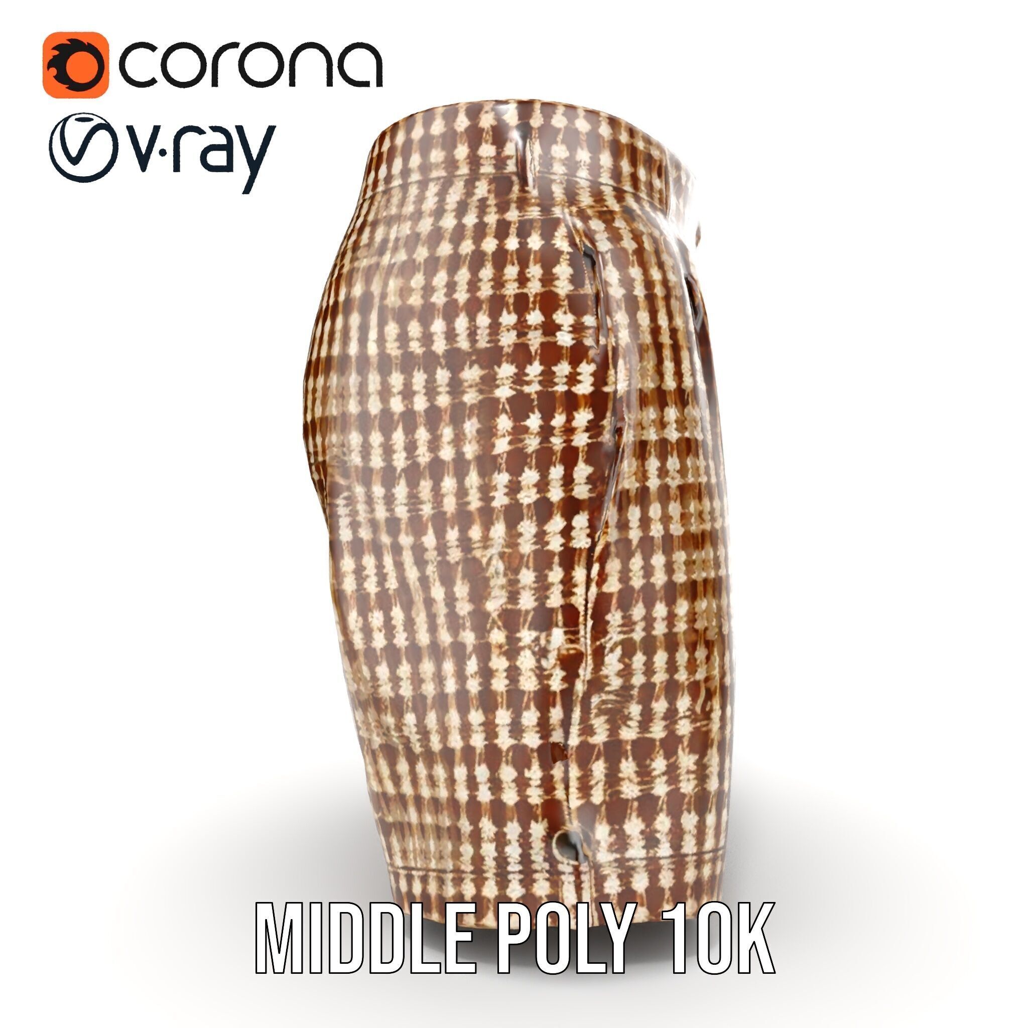 Plaid Shorts Model Pack for Functional Fashion Design Low-poly 3D model_9