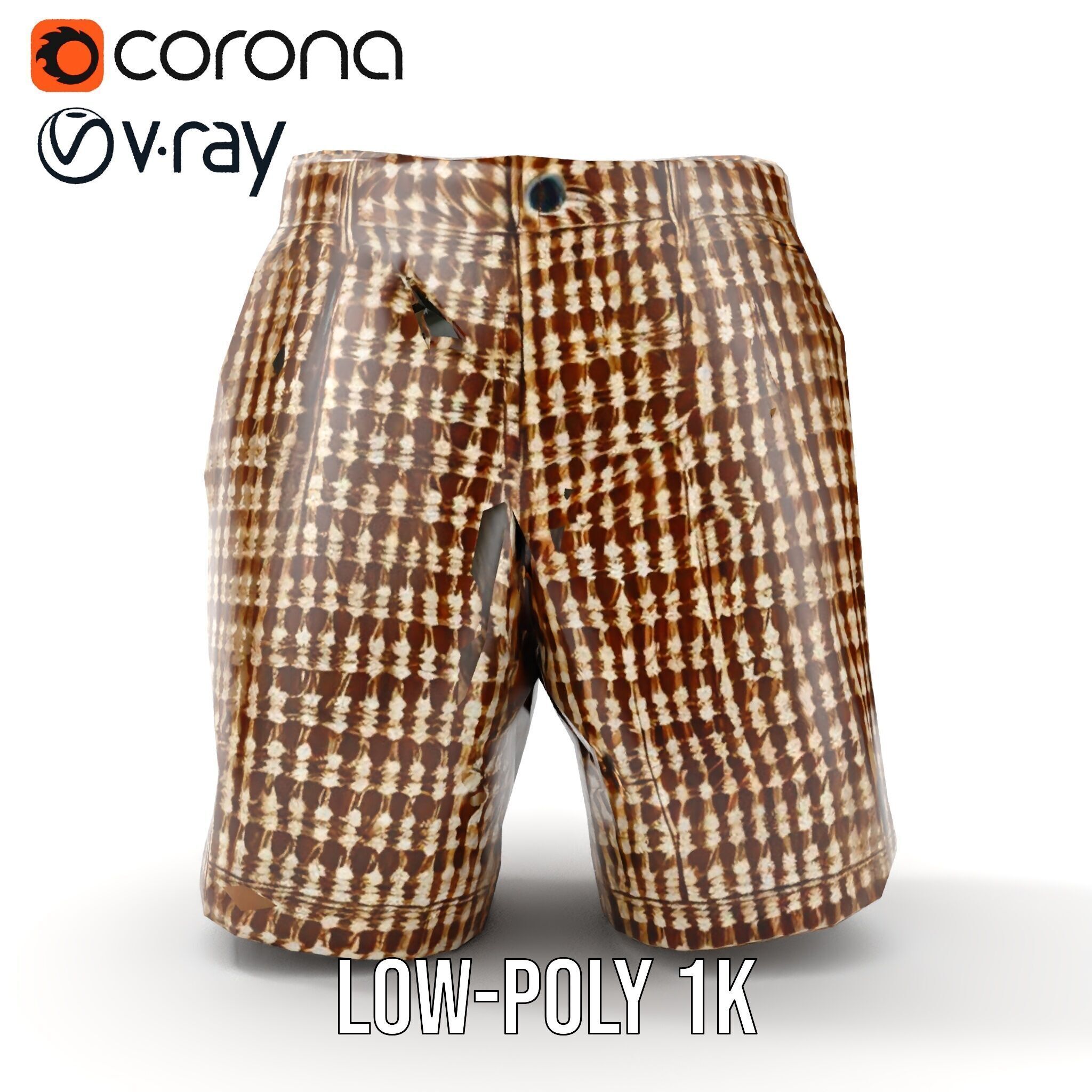Plaid Shorts Model Pack for Functional Fashion Design Low-poly 3D model_16
