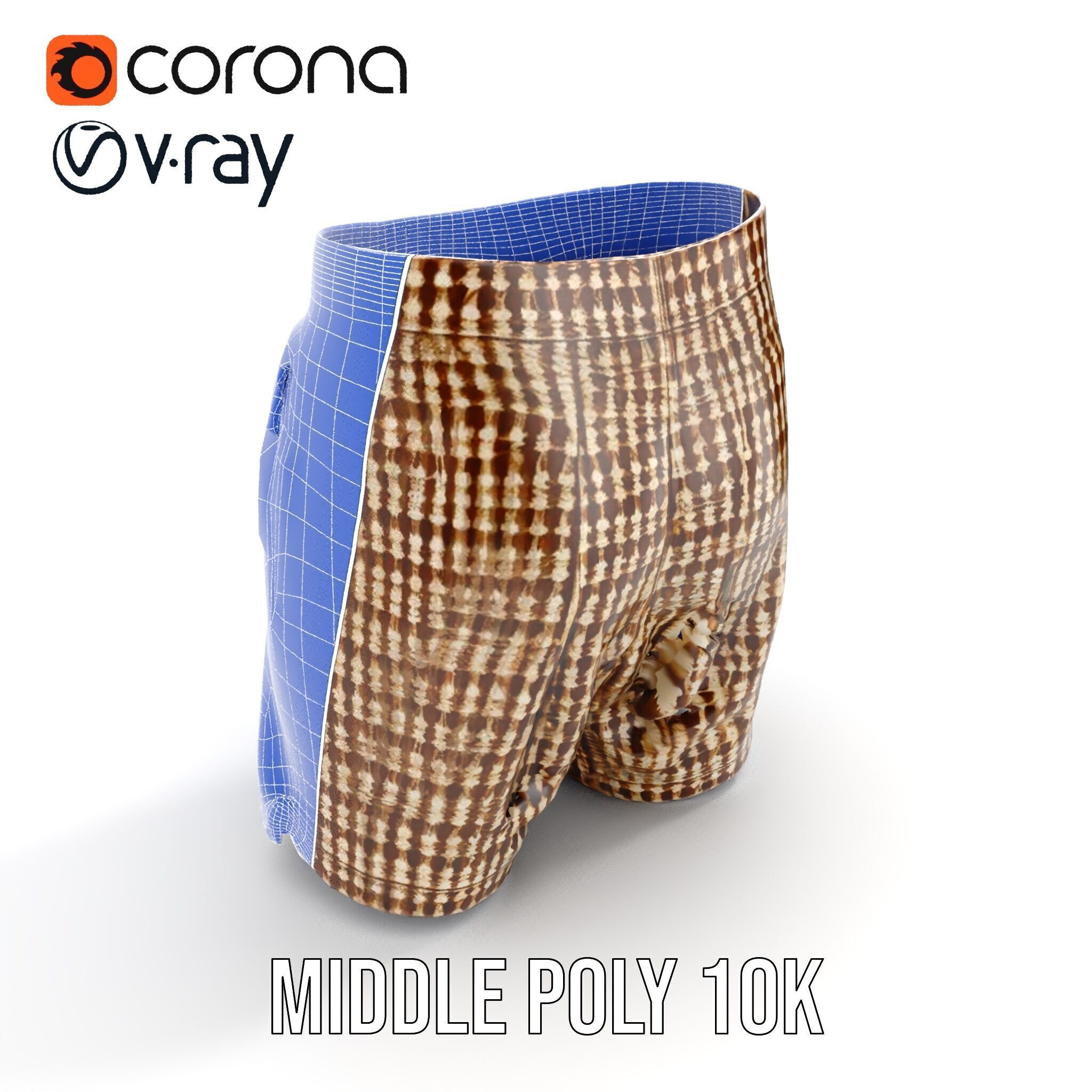 Plaid Shorts Model Pack for Functional Fashion Design Low-poly 3D model_12