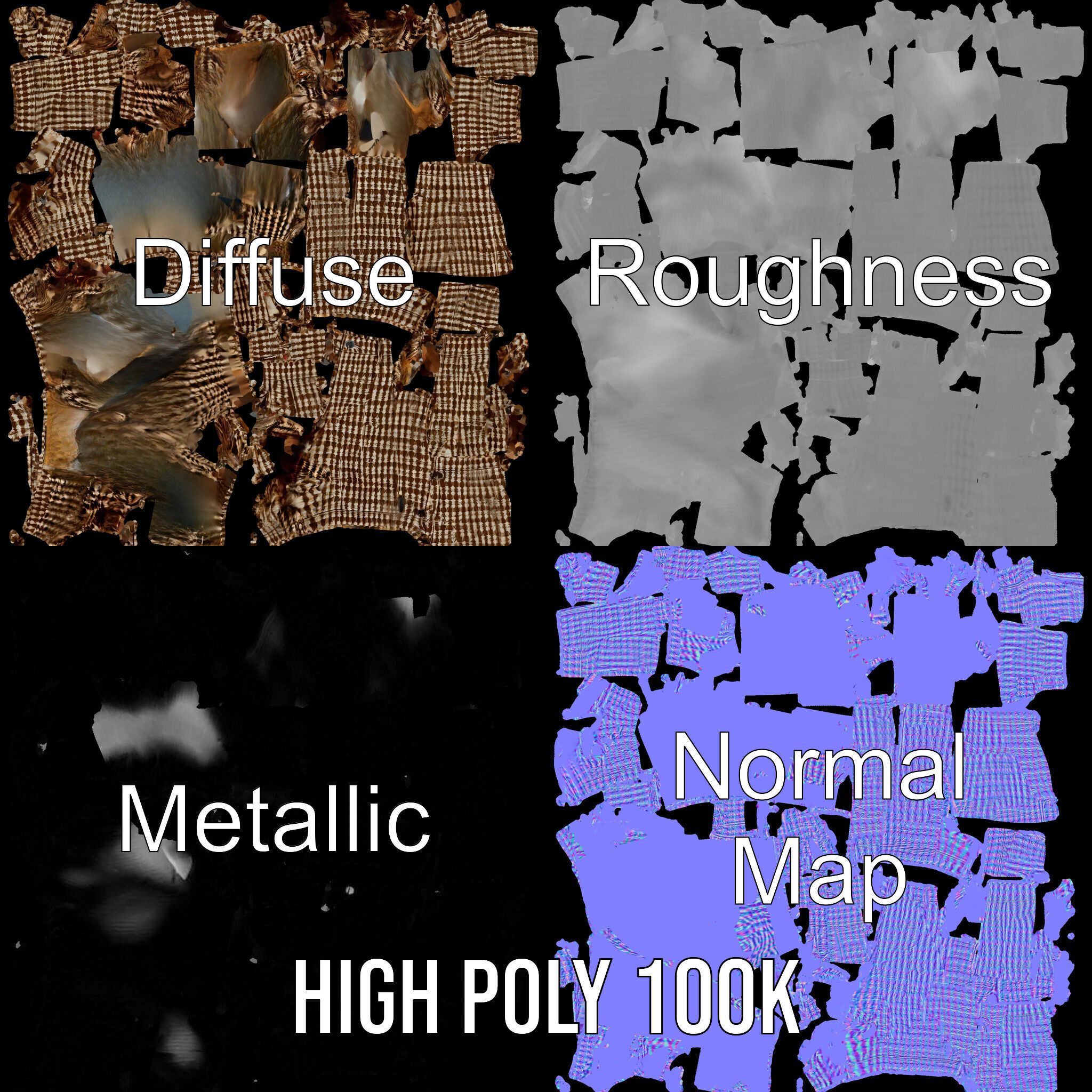 Plaid Shorts Model Pack for Functional Fashion Design Low-poly 3D model_3