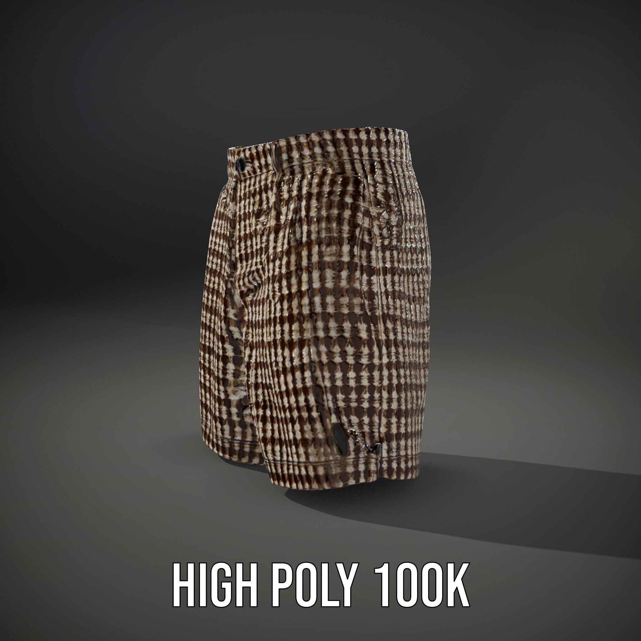 Plaid Shorts Model Pack for Functional Fashion Design Low-poly 3D model_8