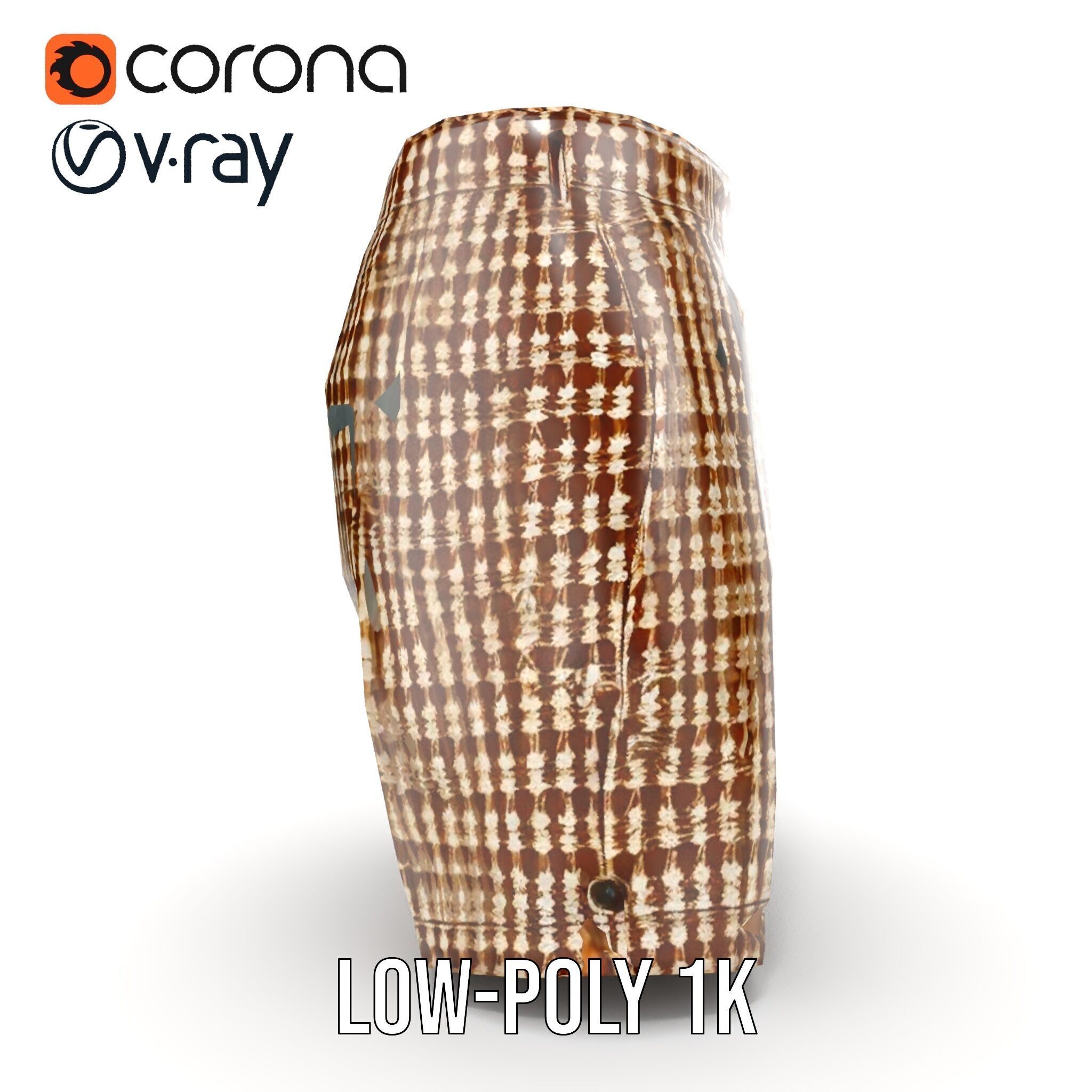 Plaid Shorts Model Pack for Functional Fashion Design Low-poly 3D model_18