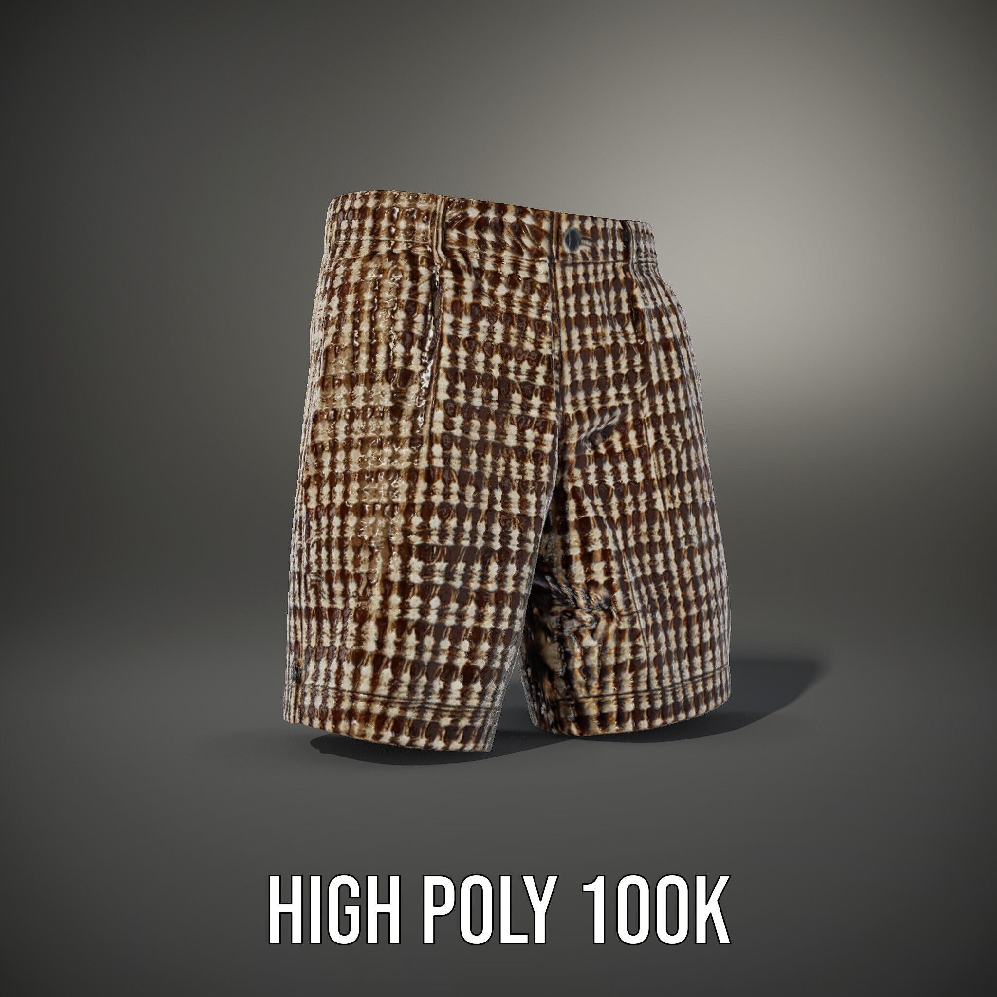 Plaid Shorts Model Pack for Functional Fashion Design Low-poly 3D model_11