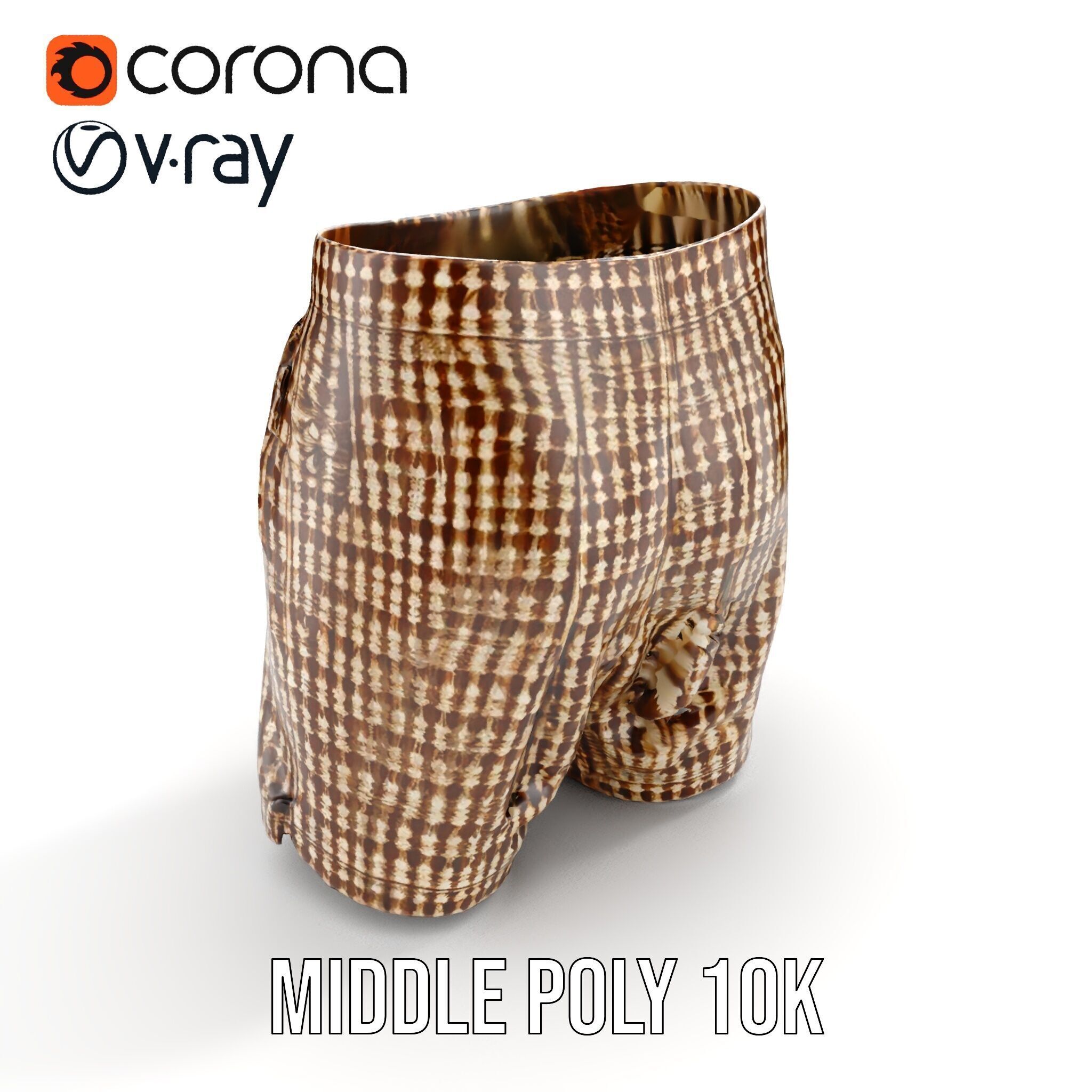 Plaid Shorts Model Pack for Functional Fashion Design Low-poly 3D model_25