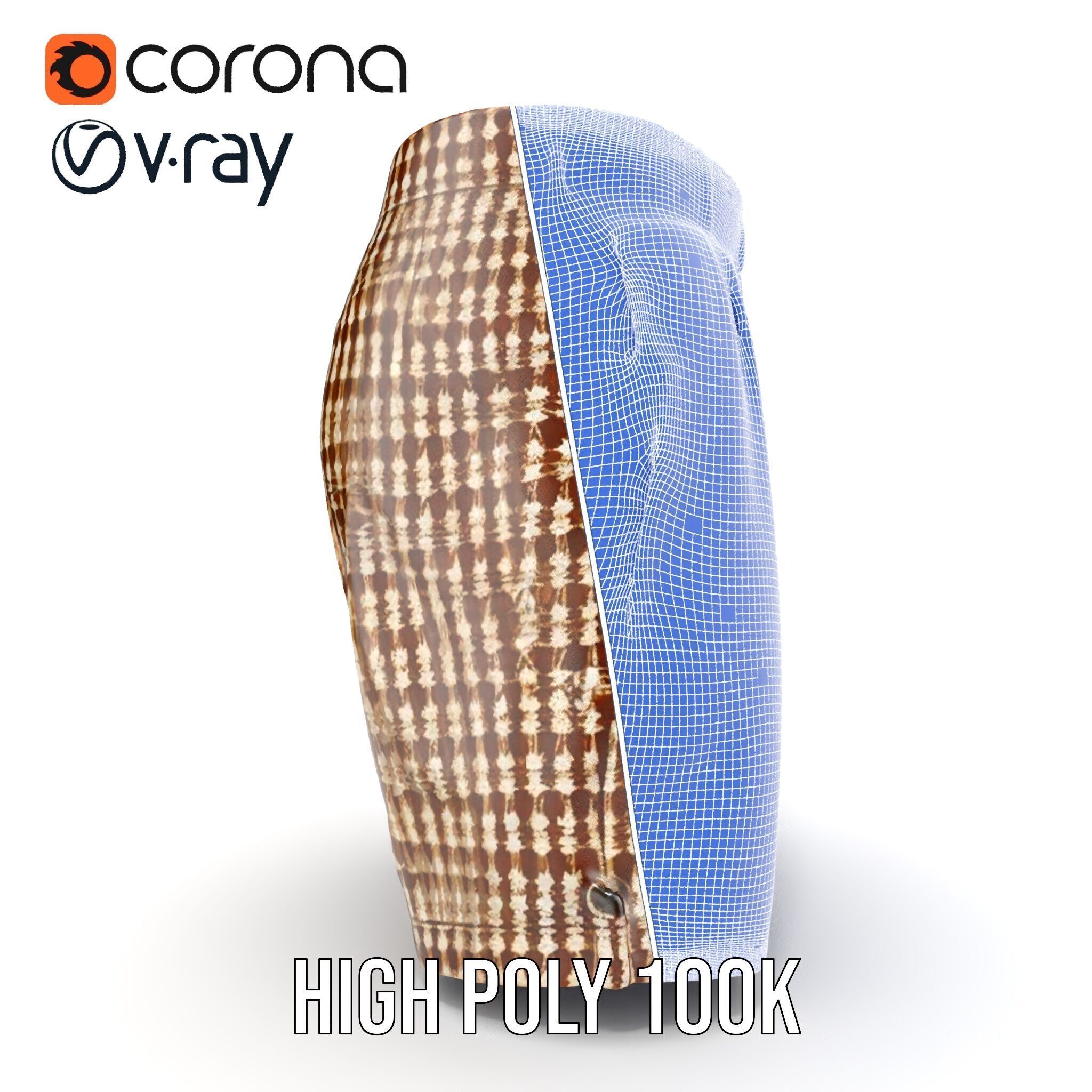 Plaid Shorts Model Pack for Functional Fashion Design Low-poly 3D model_38