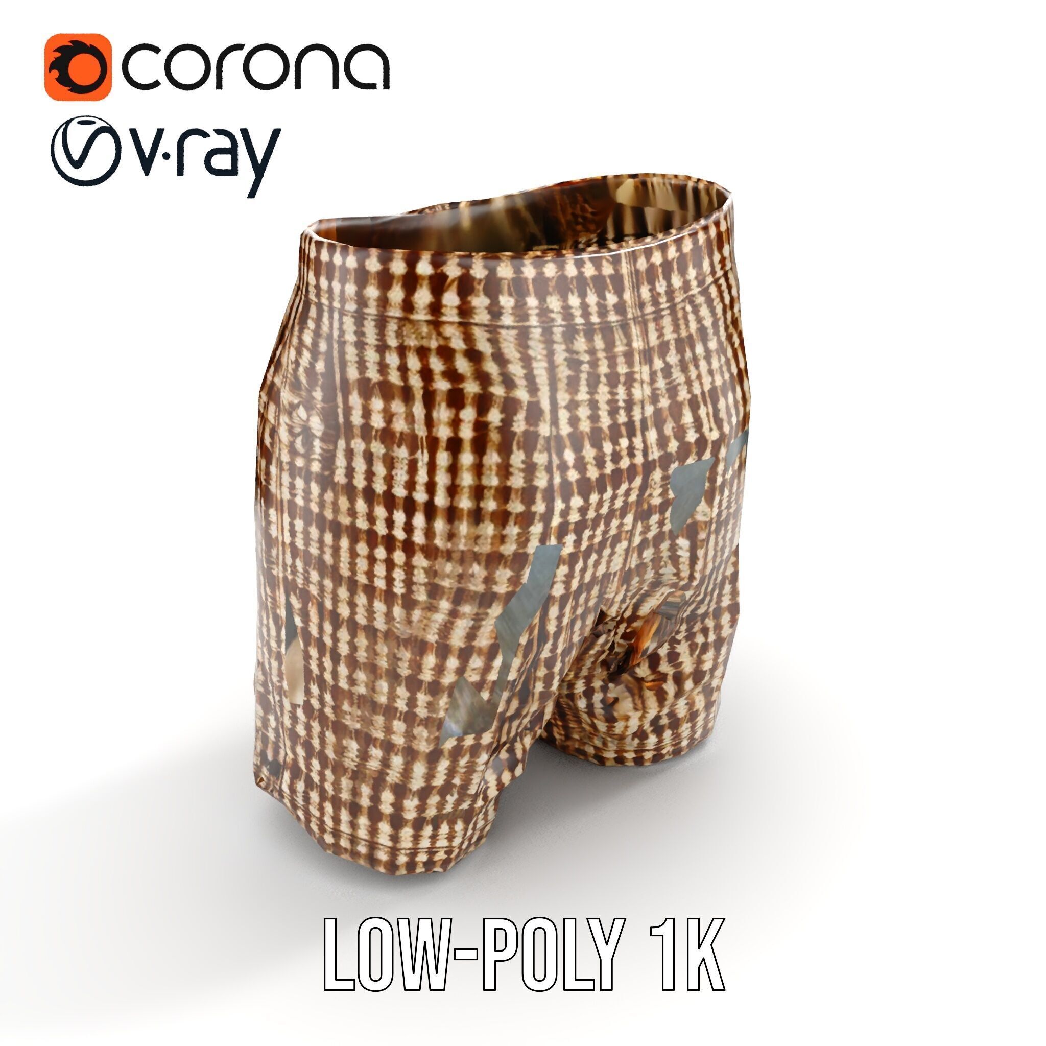 Plaid Shorts Model Pack for Functional Fashion Design Low-poly 3D model_13