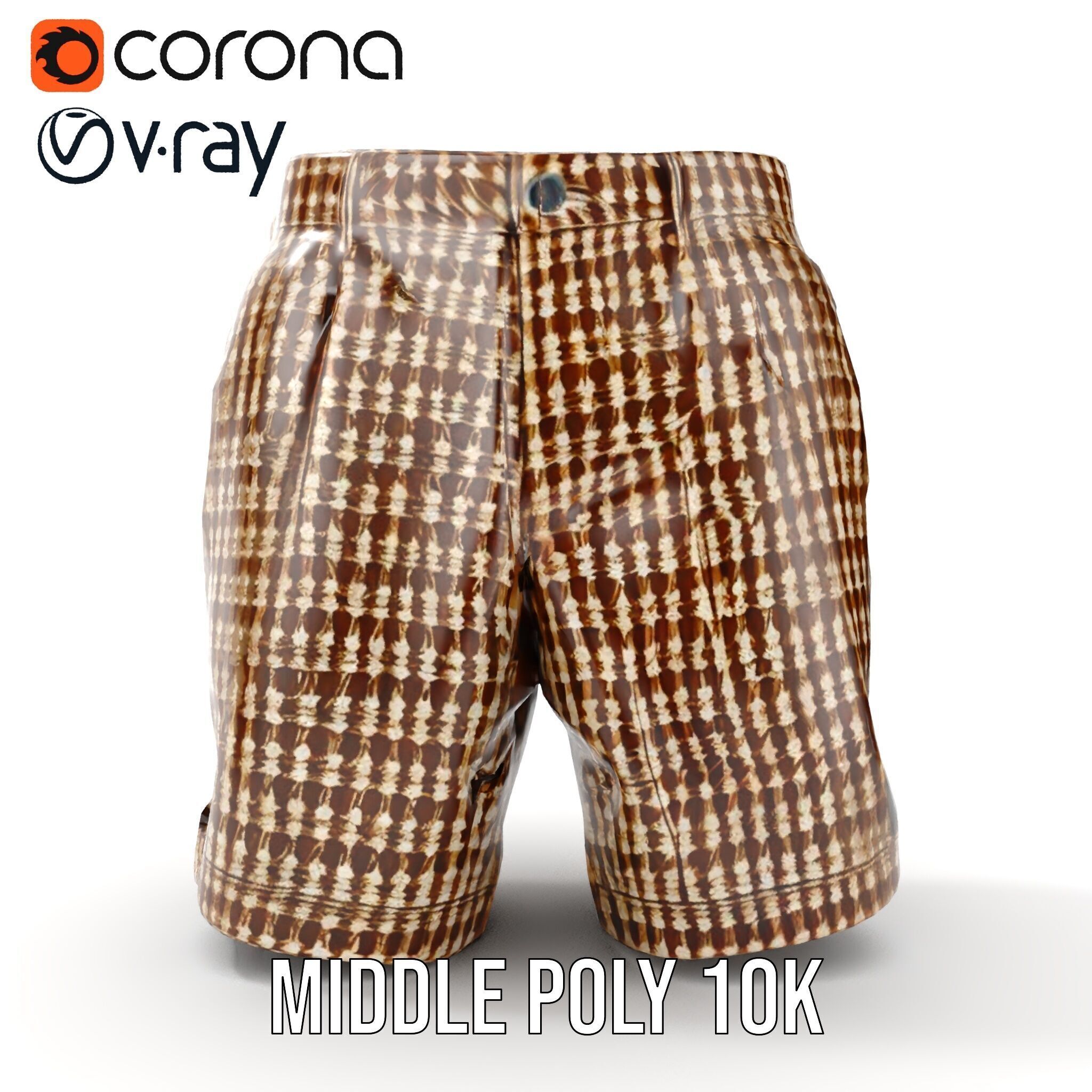 Plaid Shorts Model Pack for Functional Fashion Design Low-poly 3D model_6