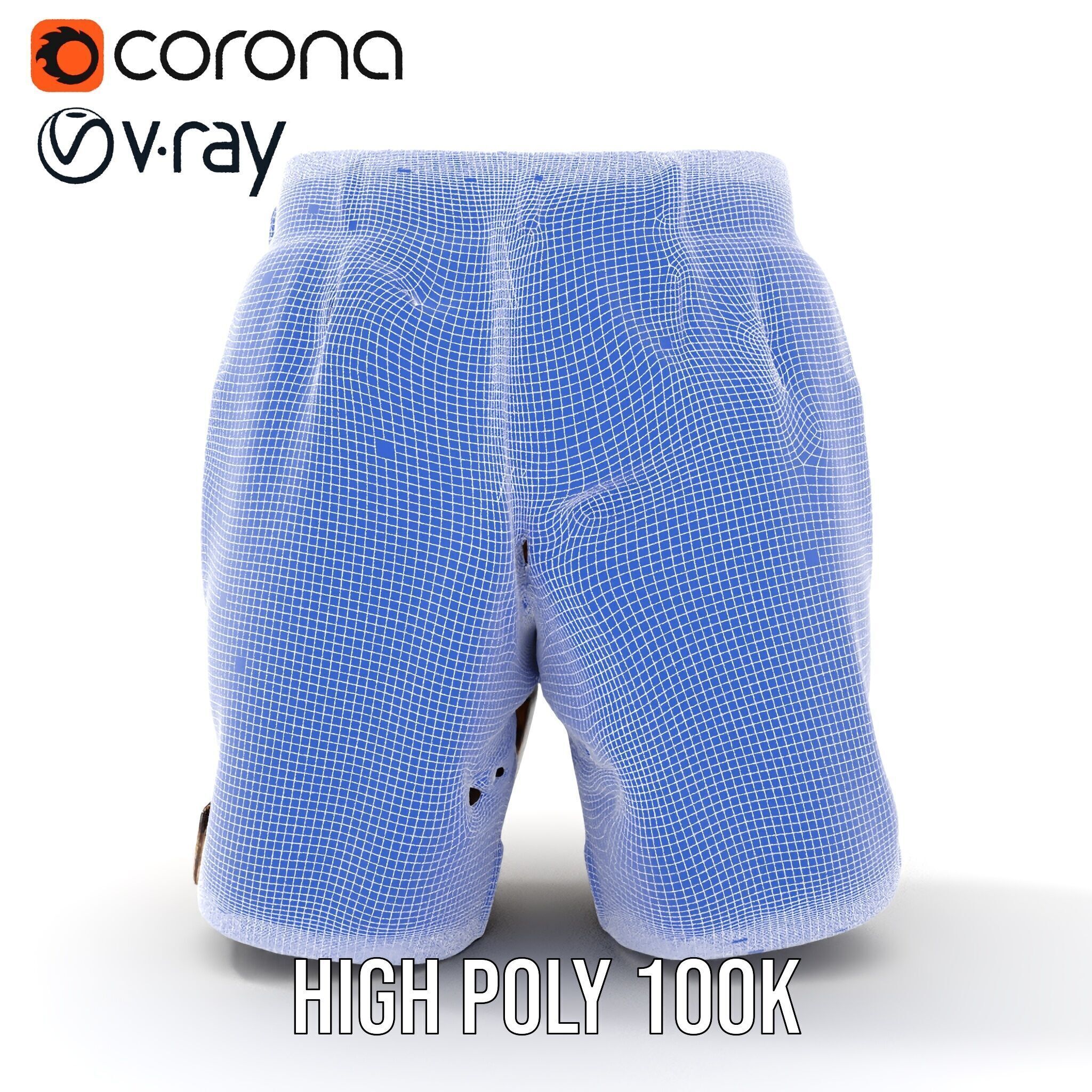 Plaid Shorts Model Pack for Functional Fashion Design Low-poly 3D model_36