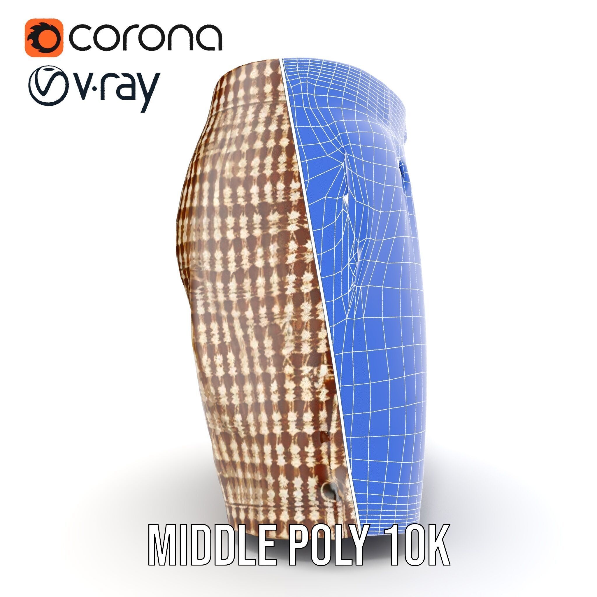 Plaid Shorts Model Pack for Functional Fashion Design Low-poly 3D model_28