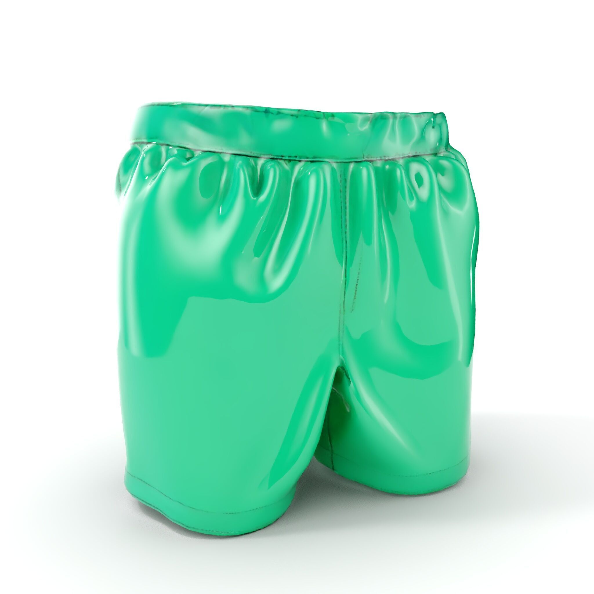 Green Satin Shorts Model Pack with Detailed Textures Low-poly 3D model_6