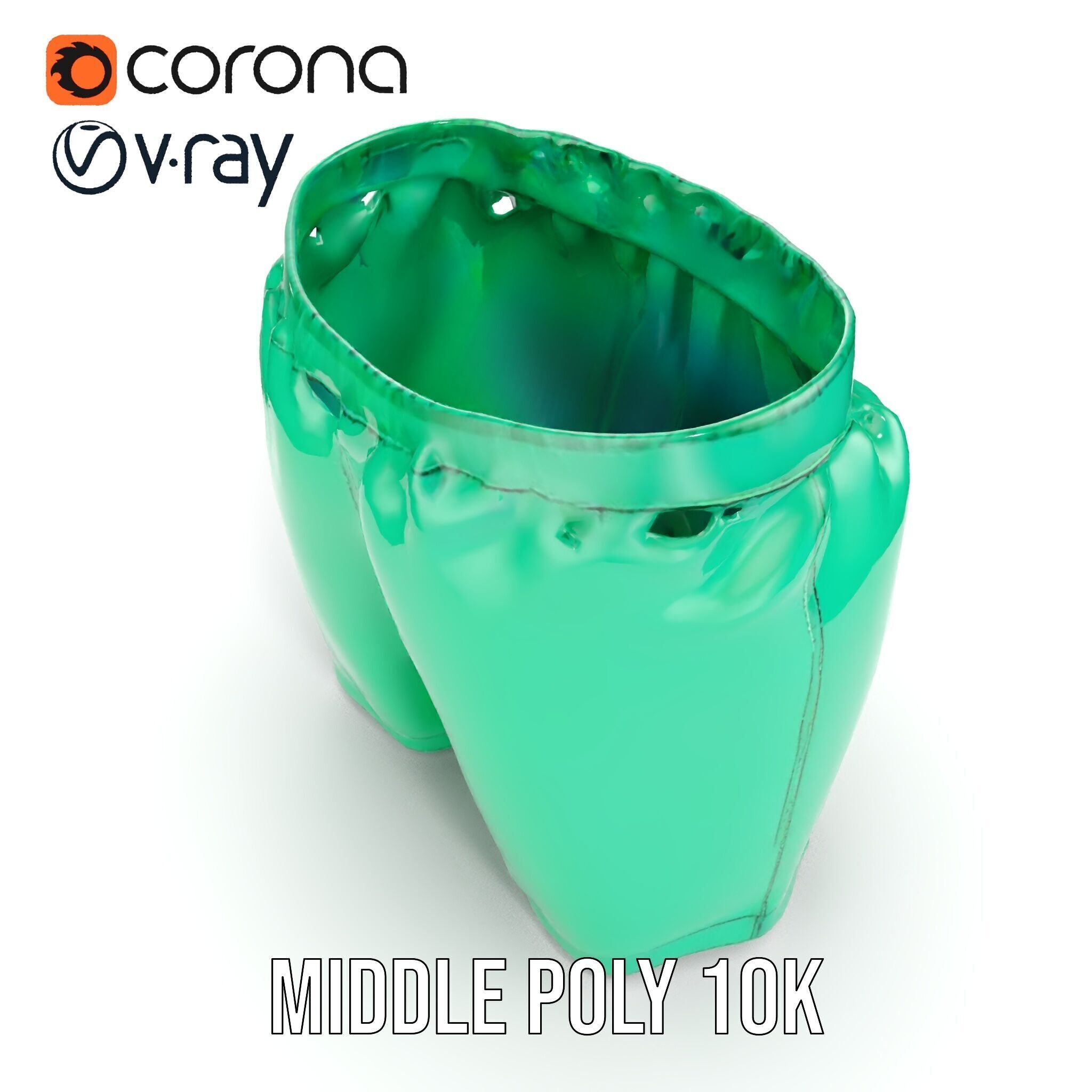 Green Satin Shorts Model Pack with Detailed Textures Low-poly 3D model_26