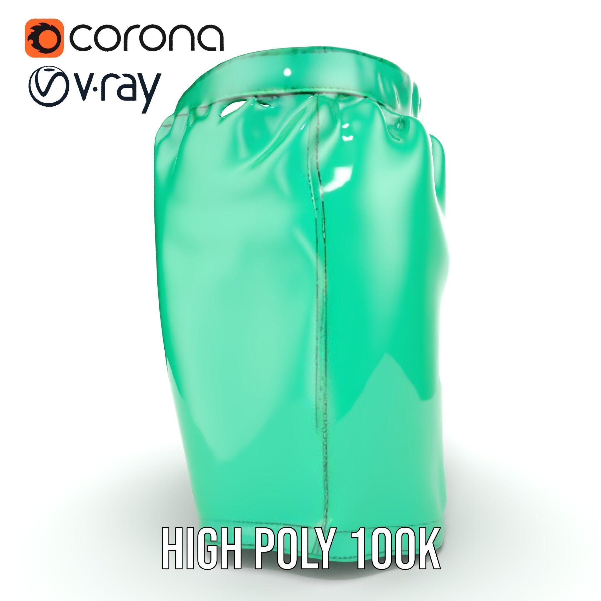 Green Satin Shorts Model Pack with Detailed Textures Low-poly 3D model_35