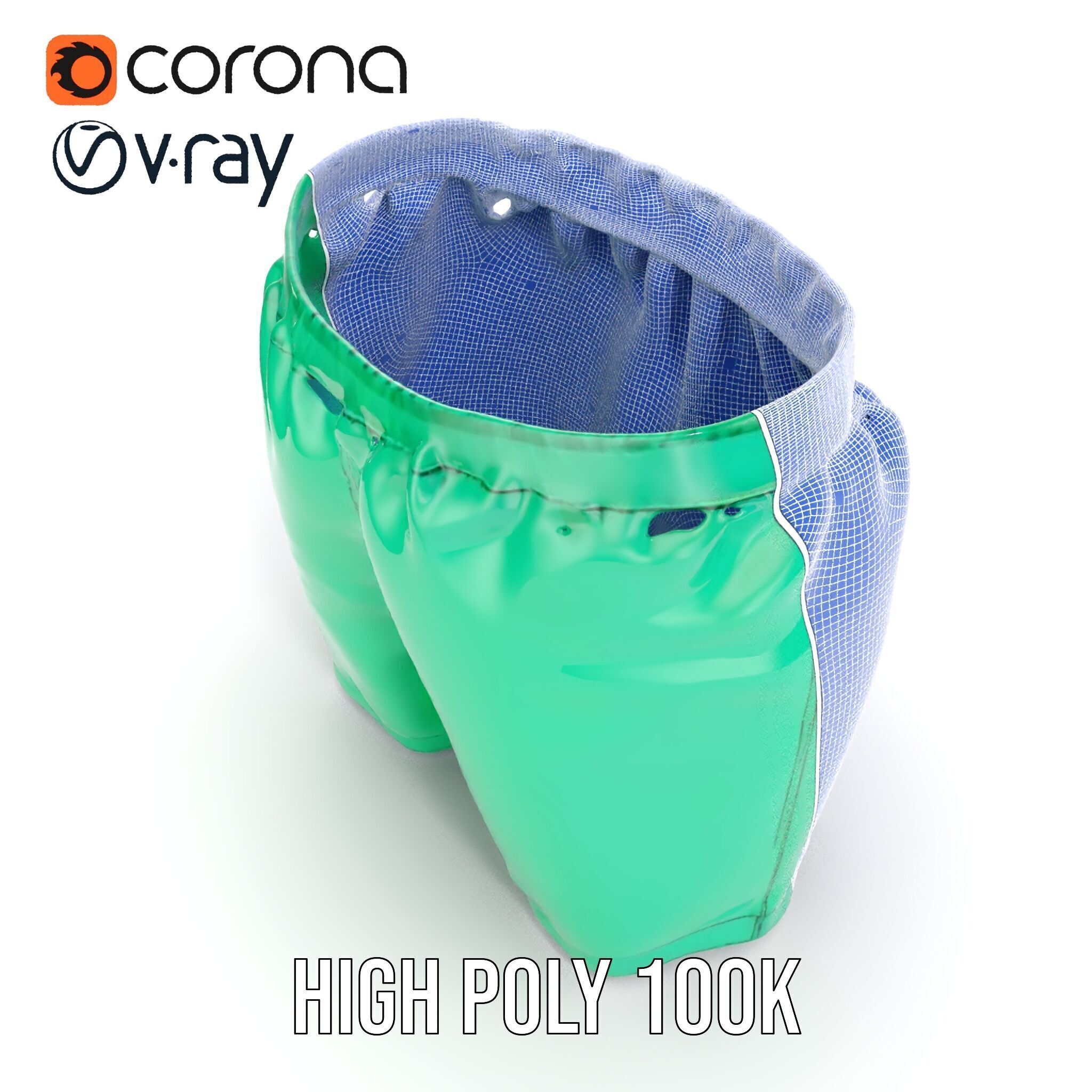 Green Satin Shorts Model Pack with Detailed Textures Low-poly 3D model_32