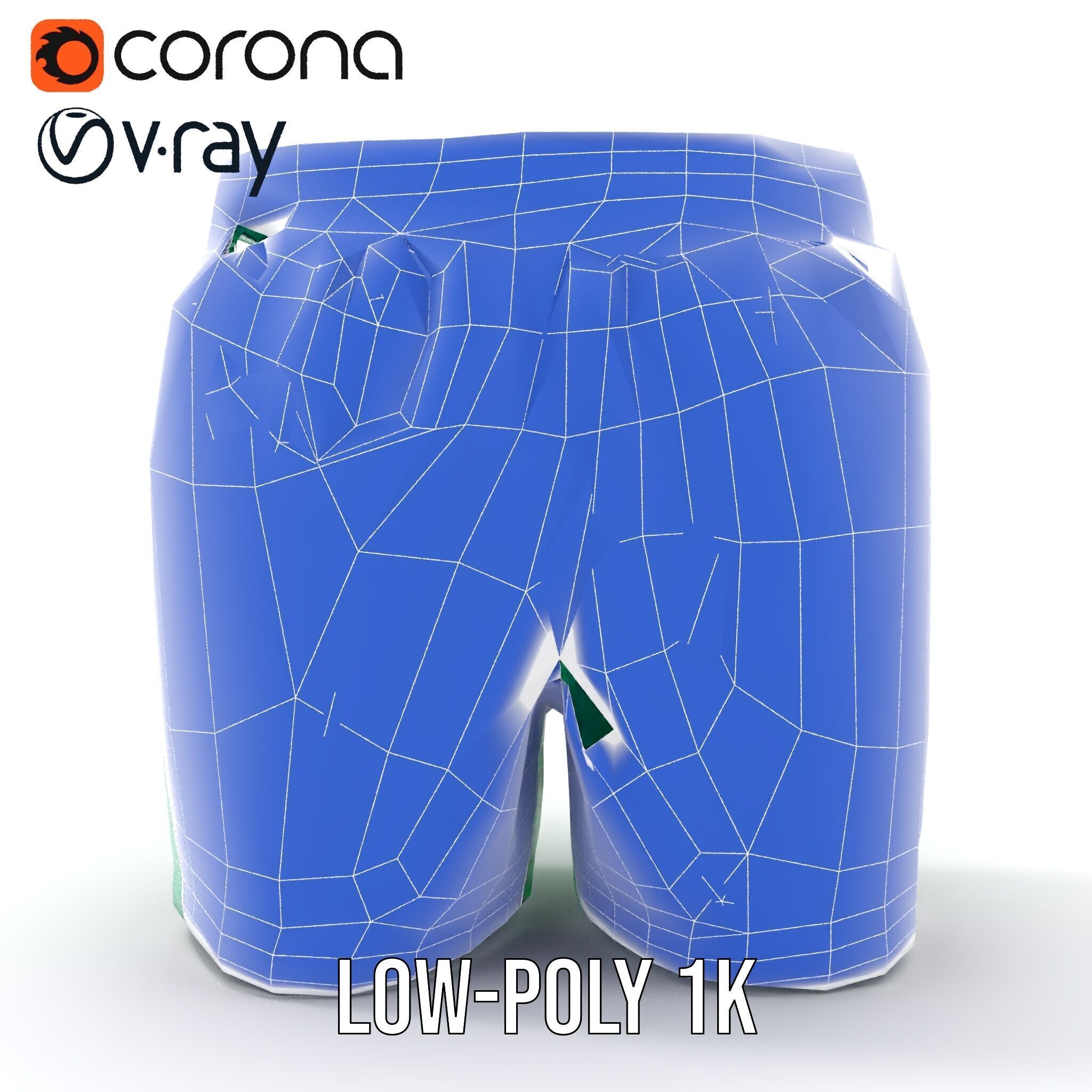 Green Satin Shorts Model Pack with Detailed Textures Low-poly 3D model_16