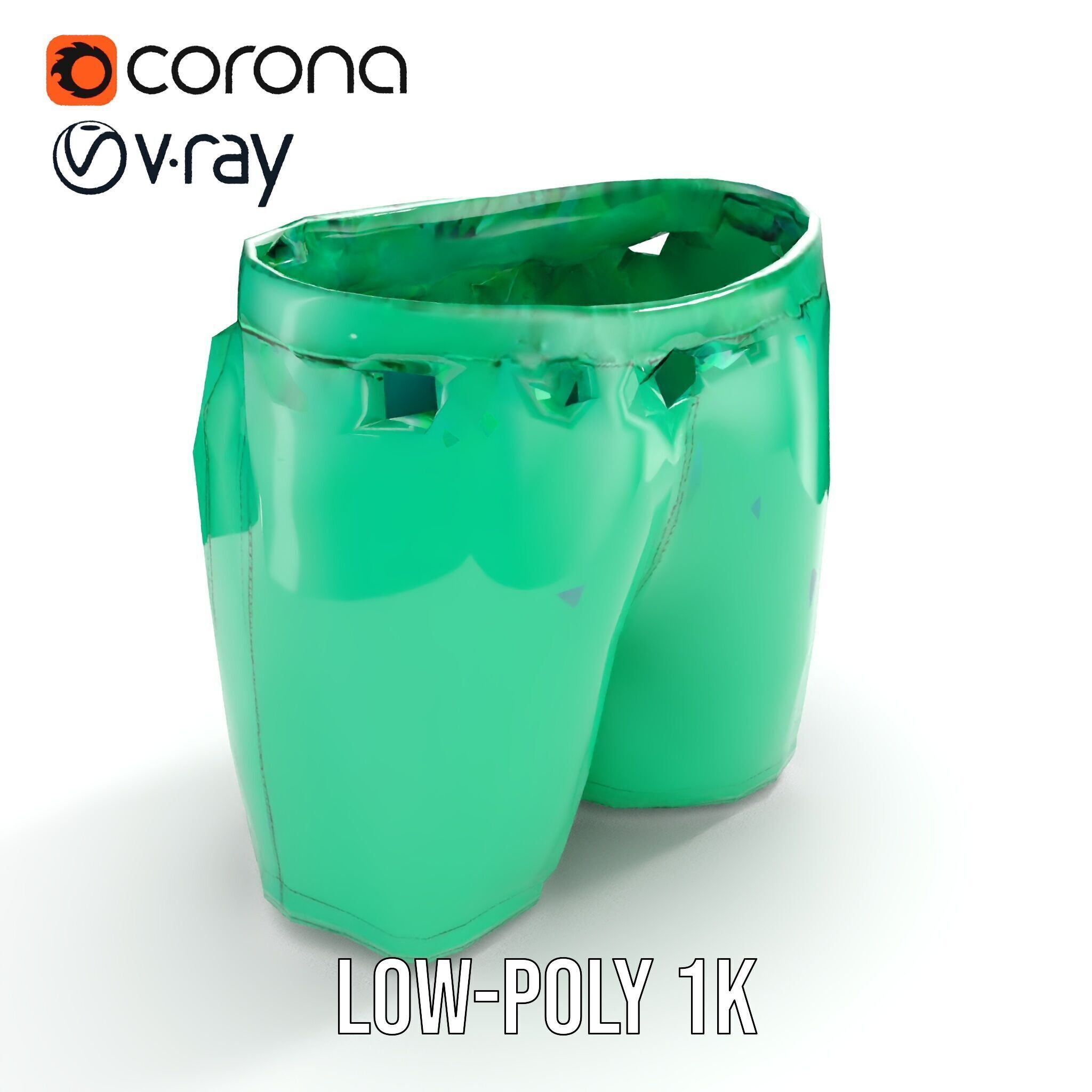 Green Satin Shorts Model Pack with Detailed Textures Low-poly 3D model_18