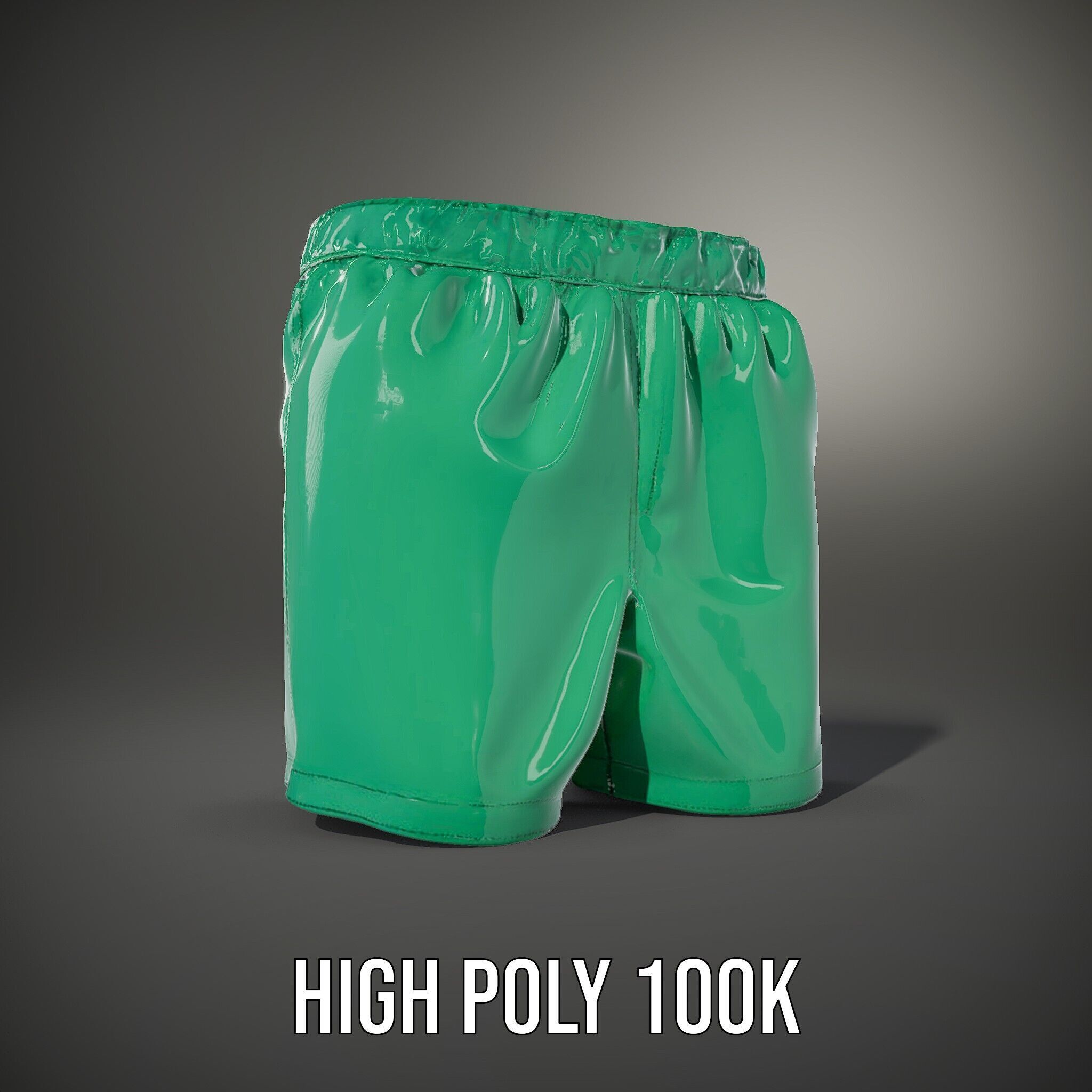 Green Satin Shorts Model Pack with Detailed Textures Low-poly 3D model_8