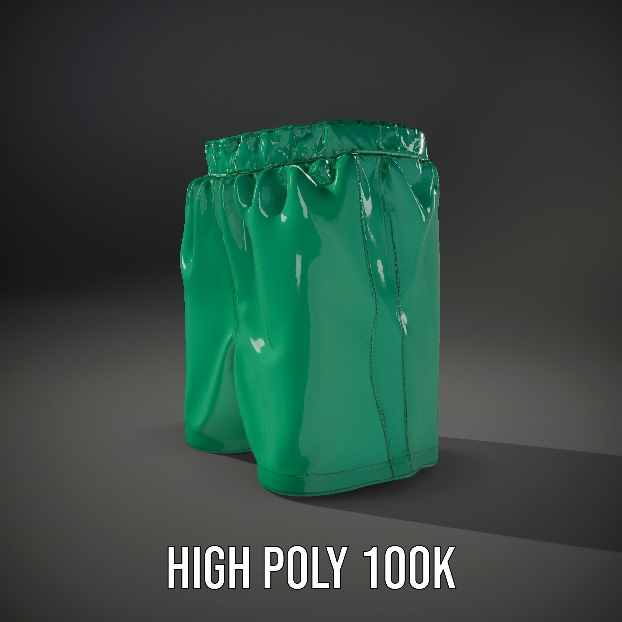 Green Satin Shorts Model Pack with Detailed Textures Low-poly 3D model_14