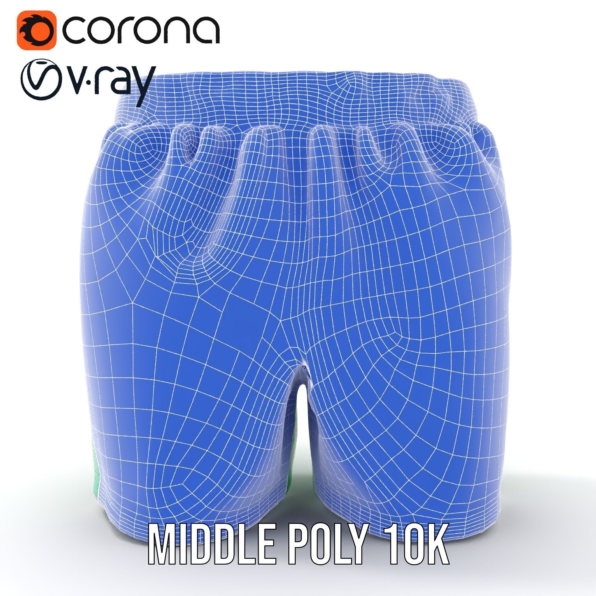 Green Satin Shorts Model Pack with Detailed Textures Low-poly 3D model_20