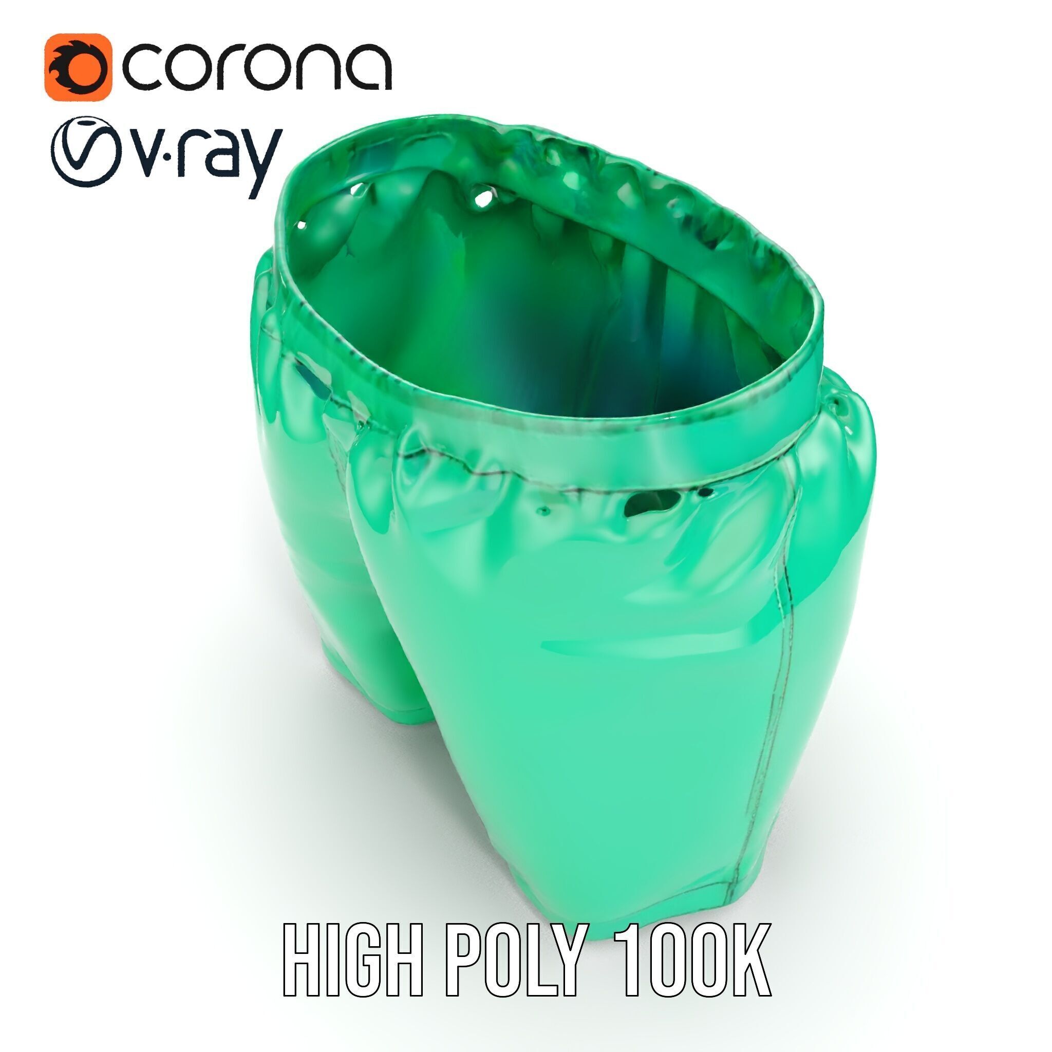 Green Satin Shorts Model Pack with Detailed Textures Low-poly 3D model_19