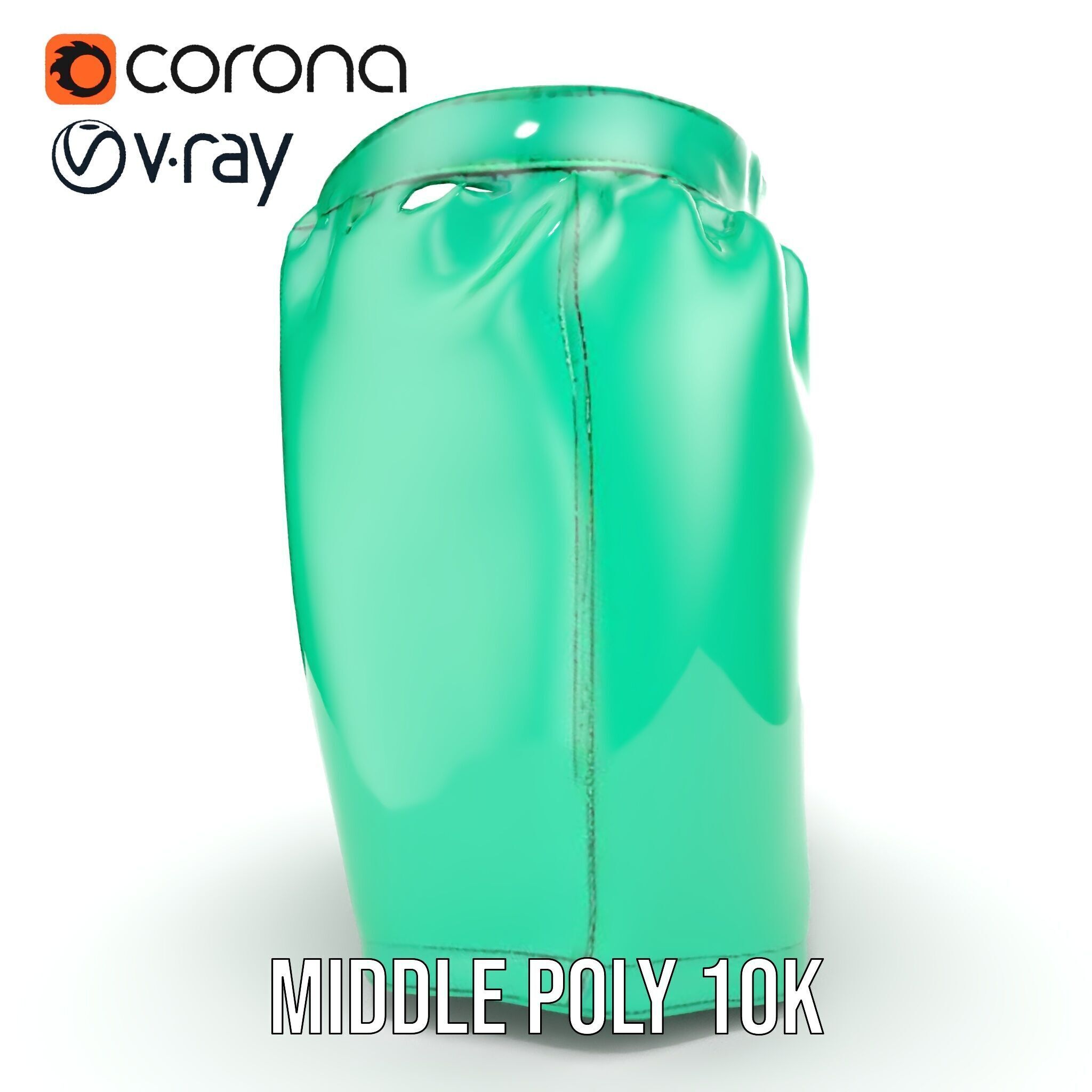 Green Satin Shorts Model Pack with Detailed Textures Low-poly 3D model_9